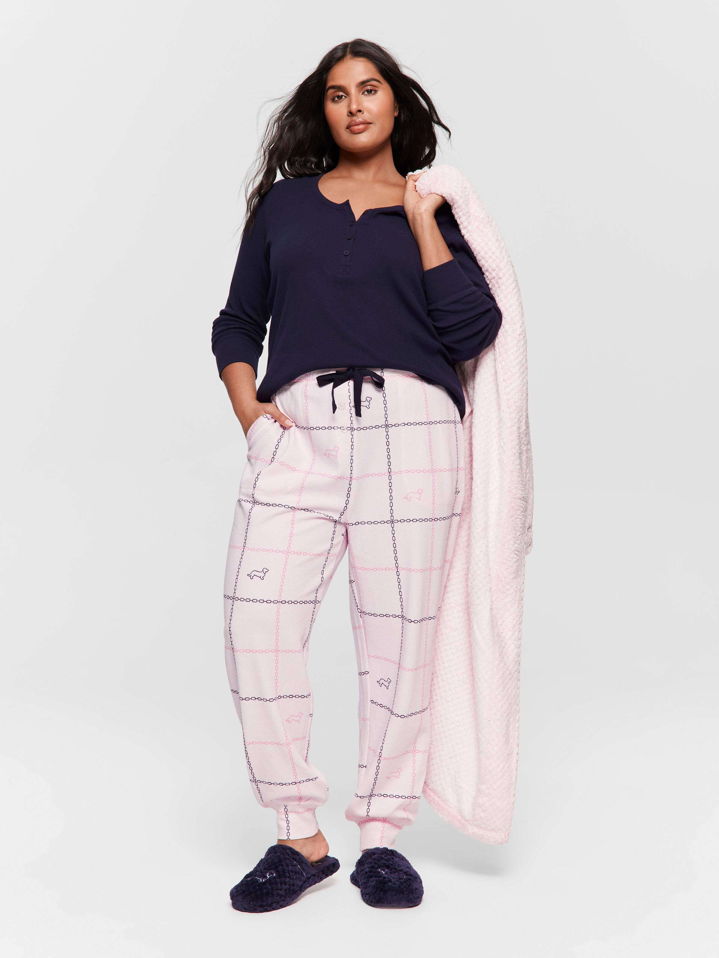 P.A. Plus Pink Windowpane Easy Pj Pant