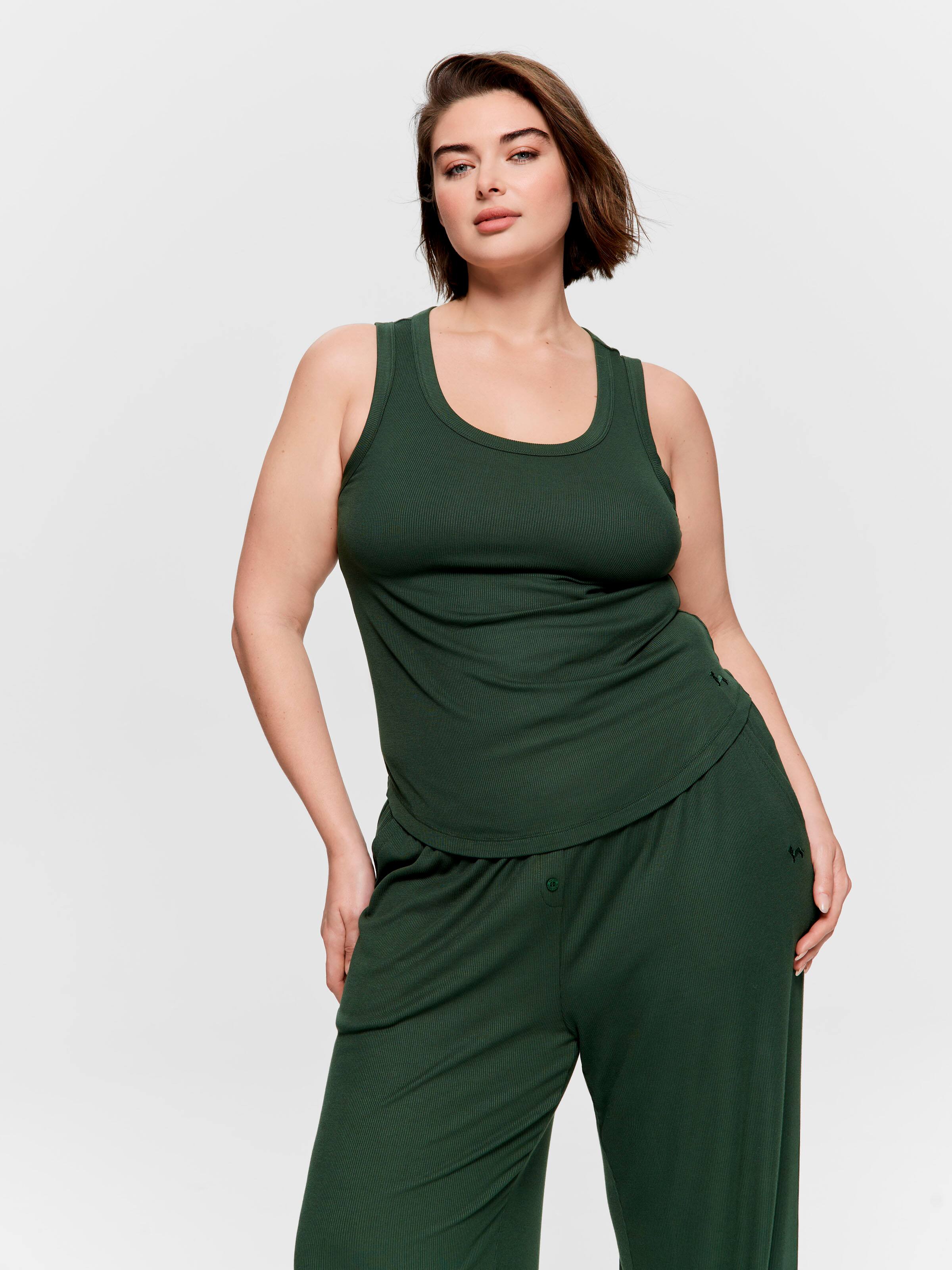 P.A. Plus Olive Bamboo Rib Tank