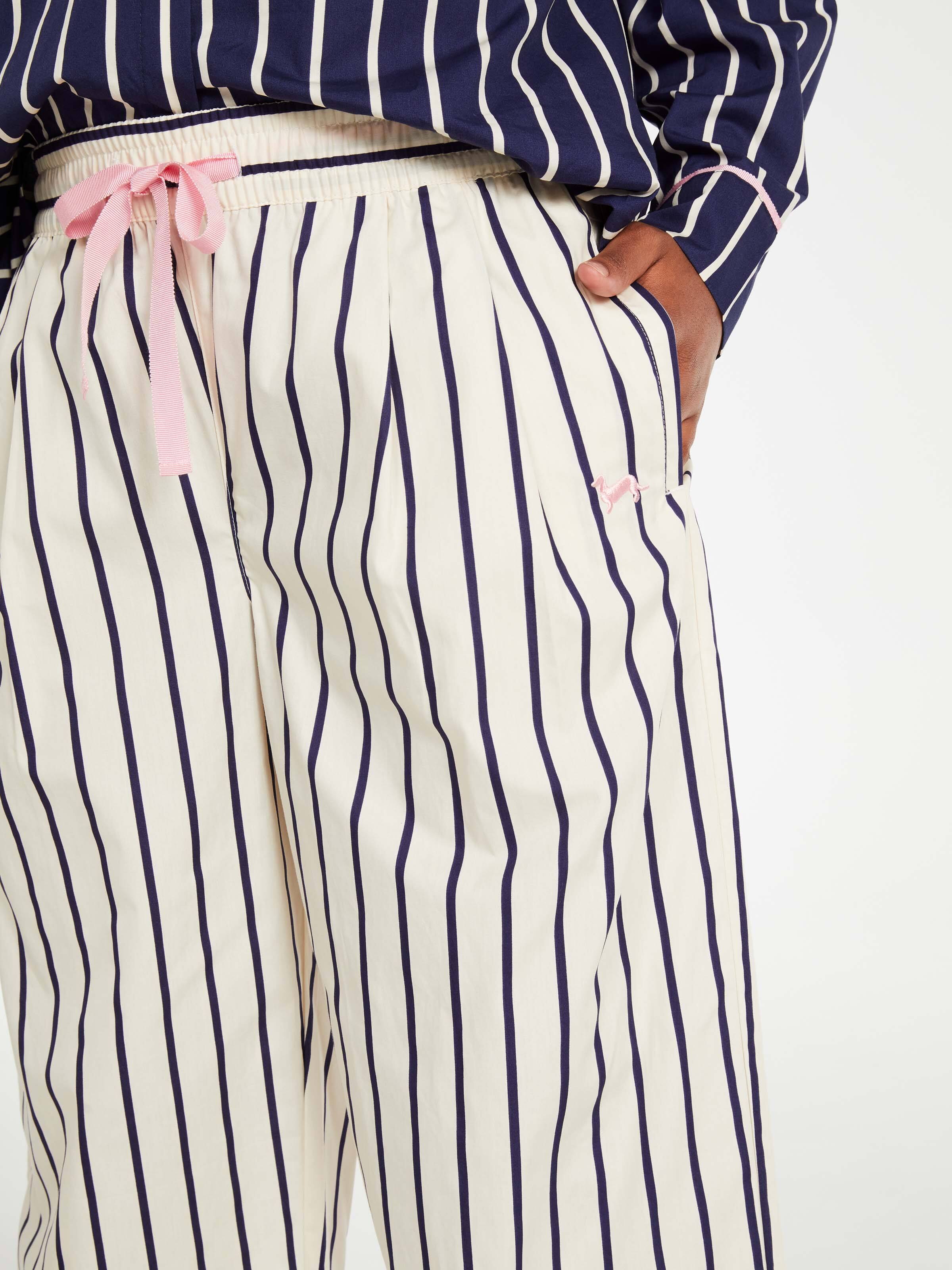 Cream Stripe Ankle Pj Pant