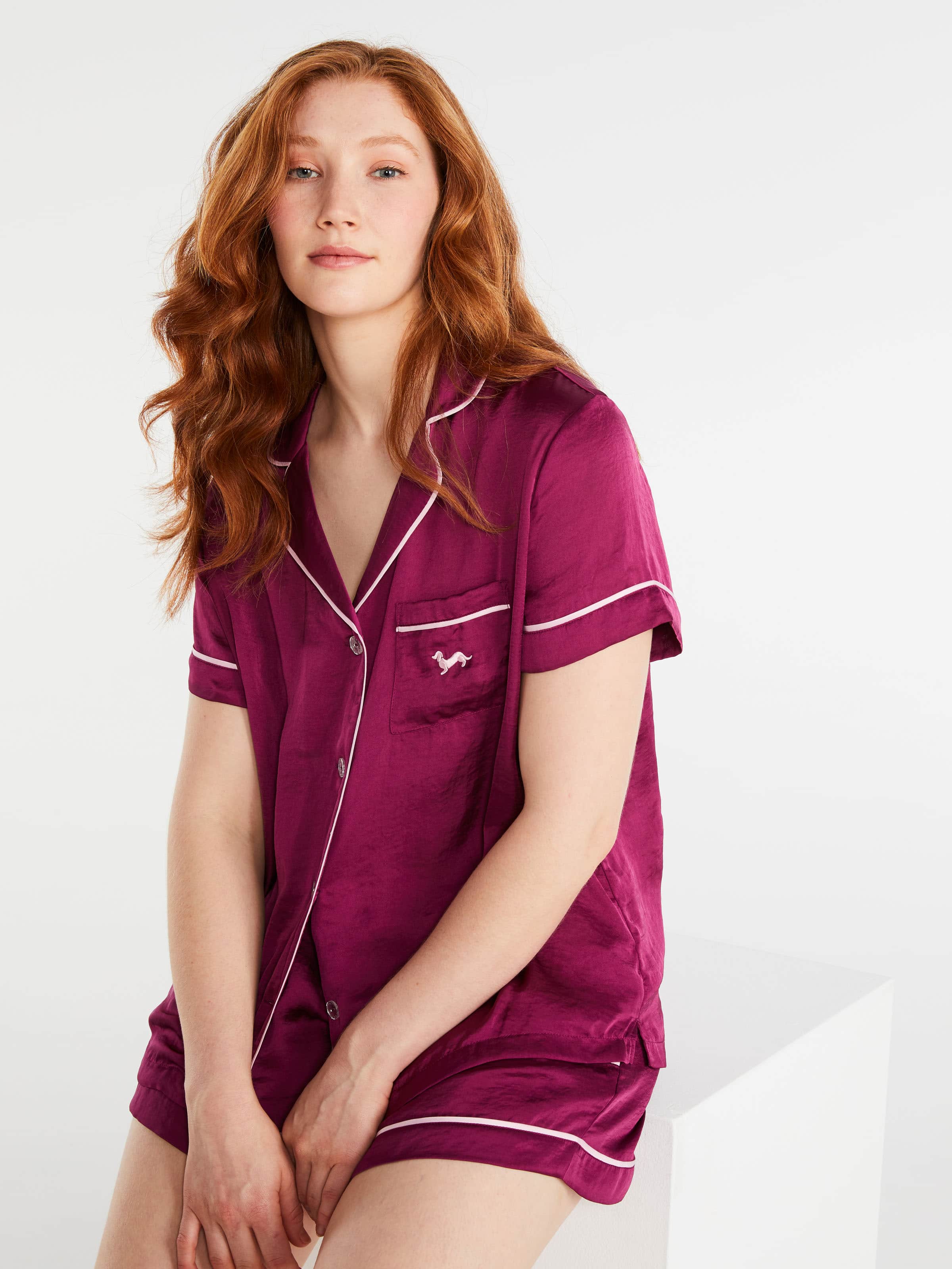 Berry Chic Satin Pj Set