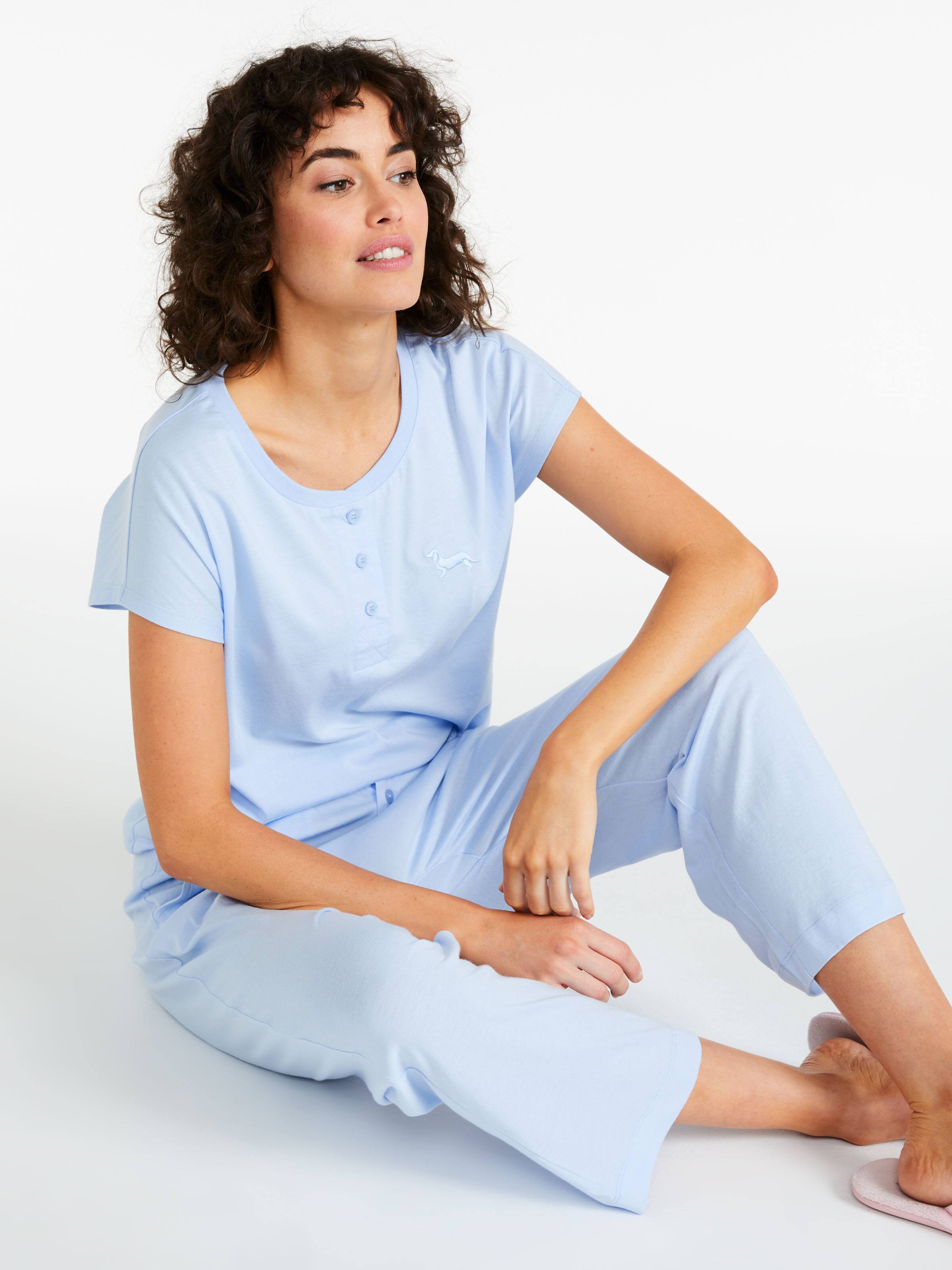 Blue Comfy Drop Crotch Pj Pant