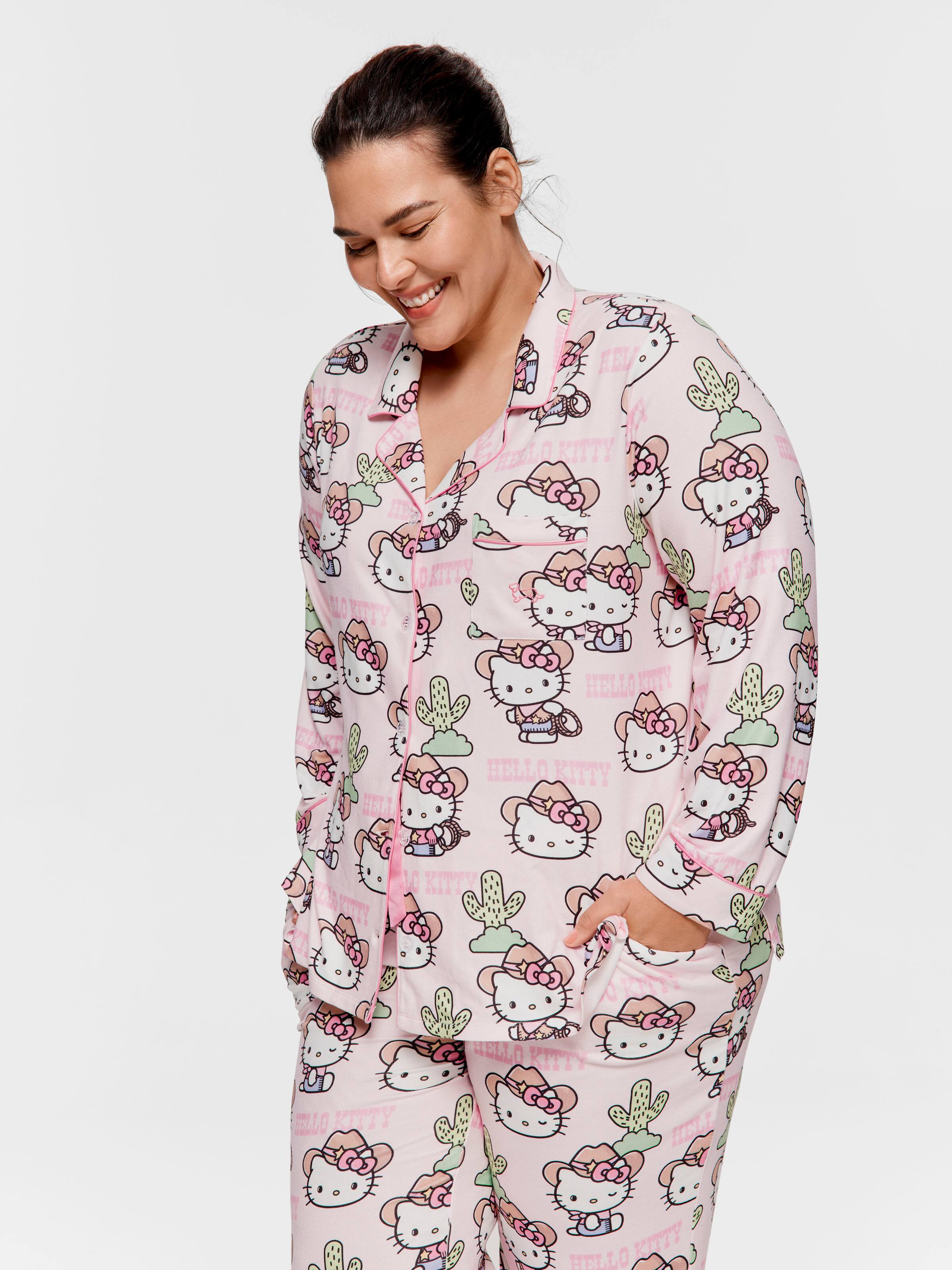 P.A. Plus Howdy Hello Kitty Plush Classic Pj Set