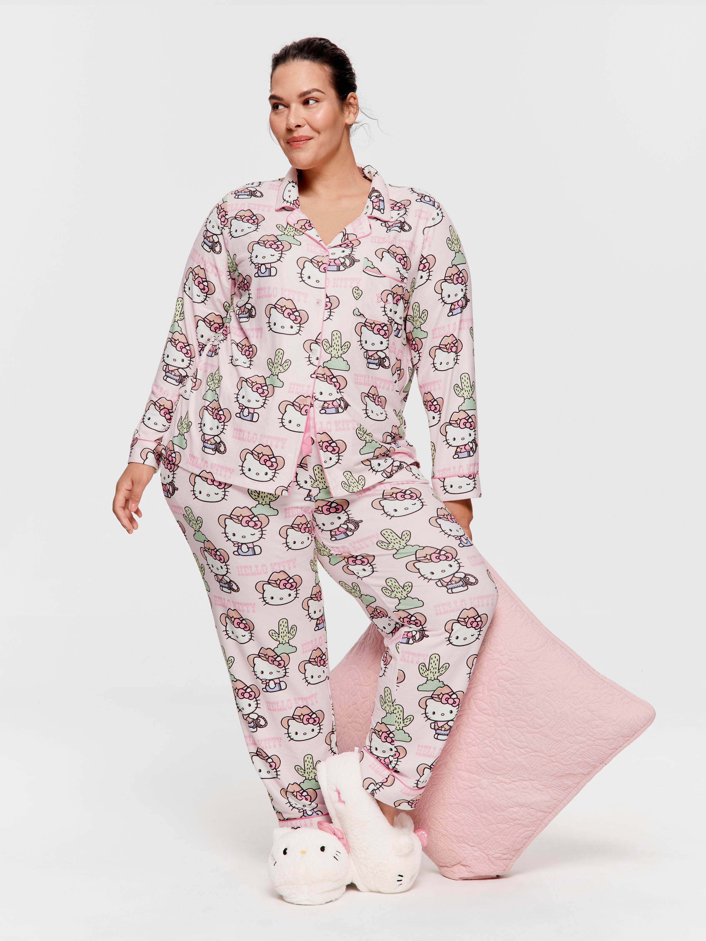 P.A. Plus Howdy Hello Kitty Plush Classic Pj Set