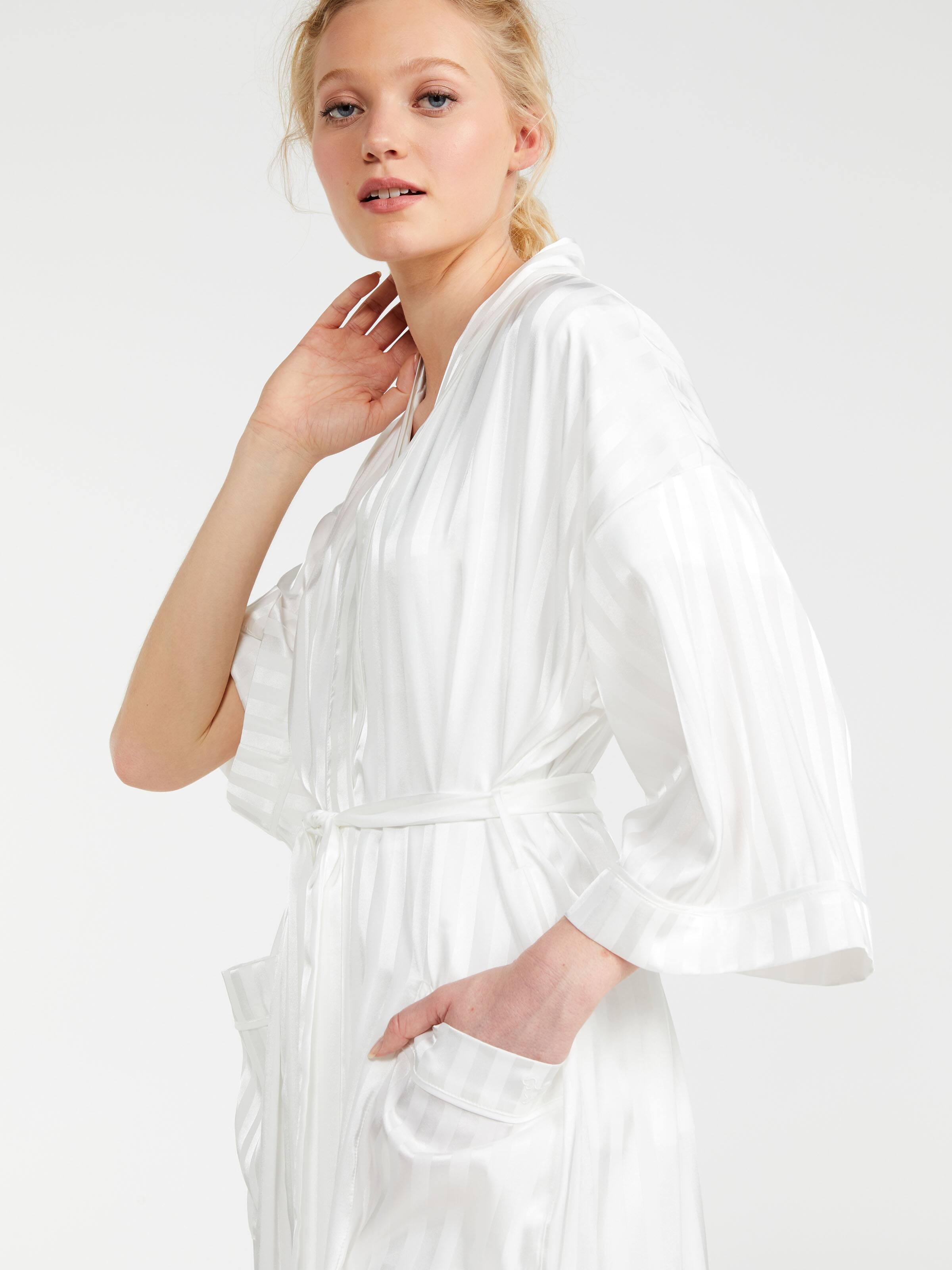 Bridal Stripe Chic Satin Gown