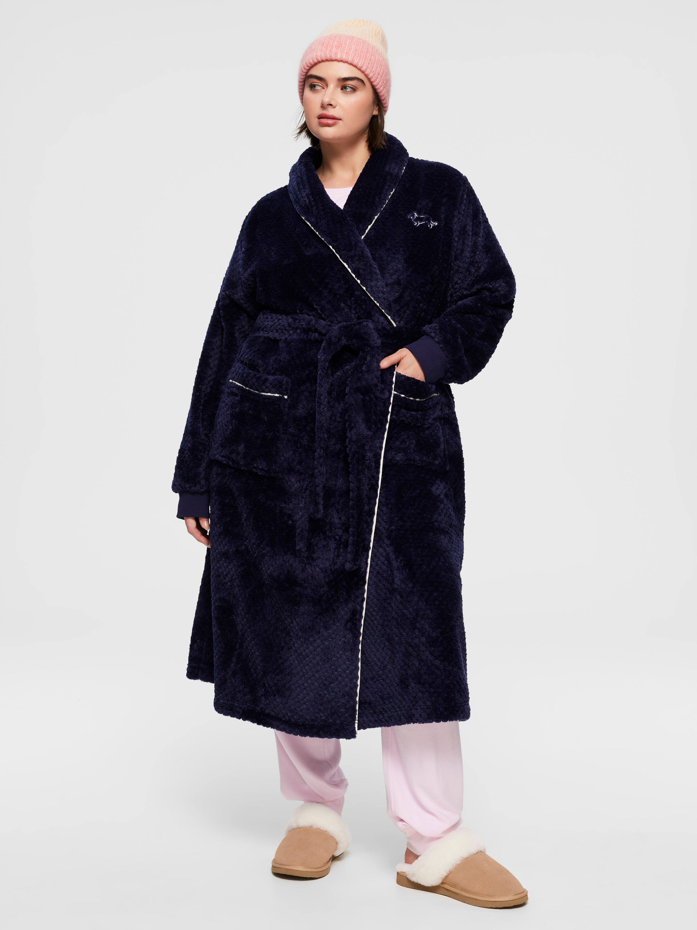 P.A. Plus Navy Jacquard Dressing Gown