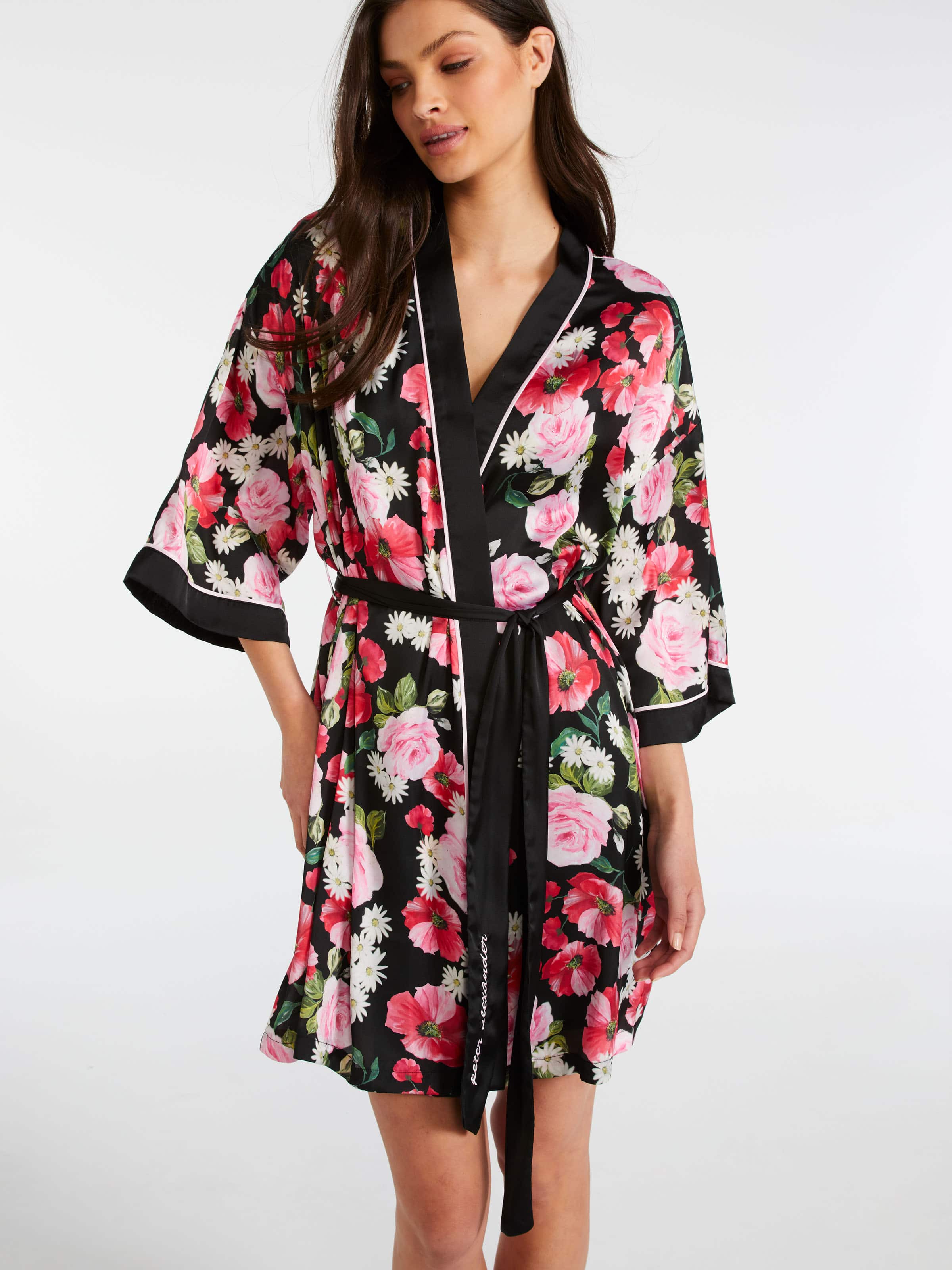 satin and lace dressing gown