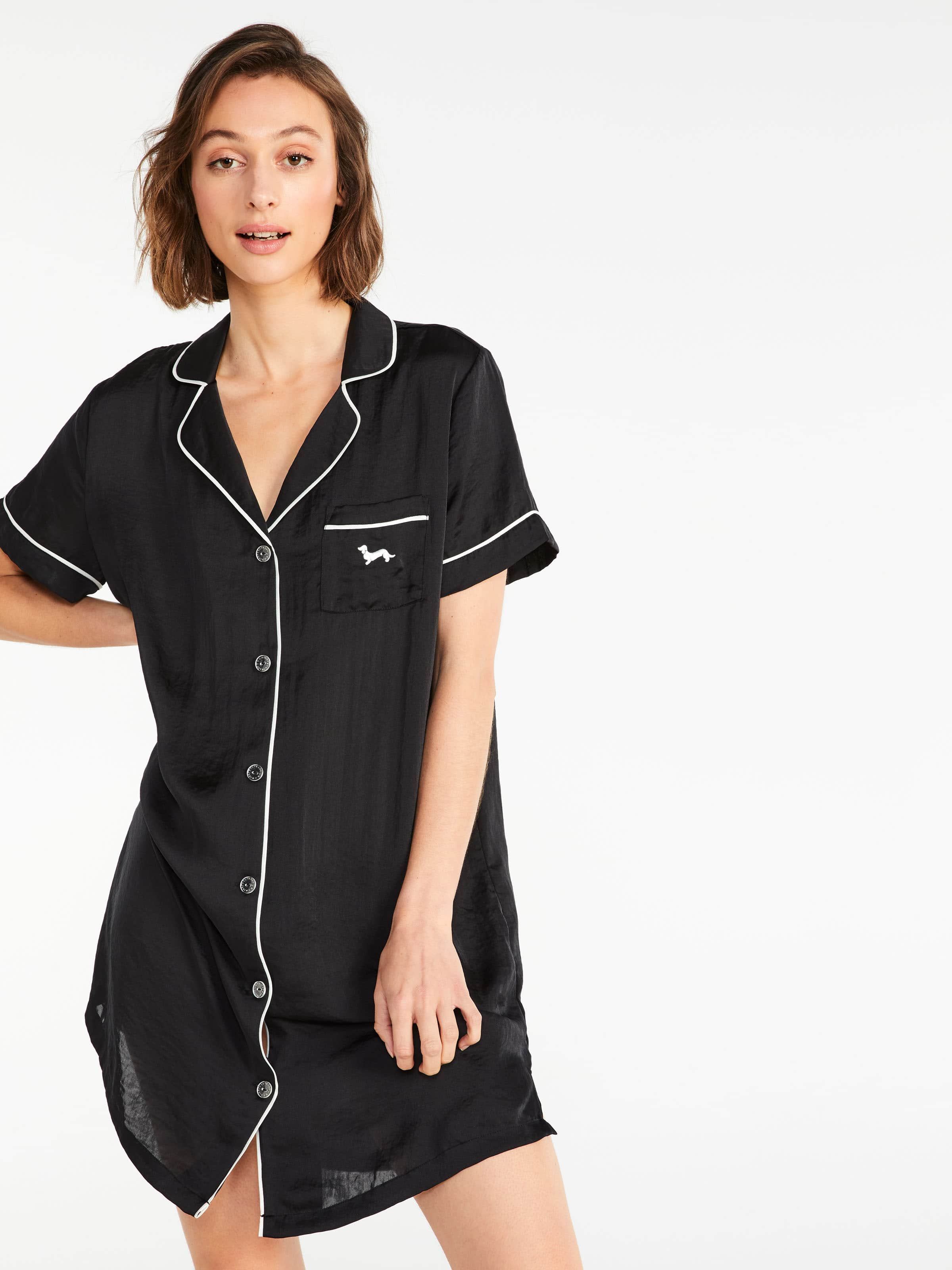 black satin nightshirt