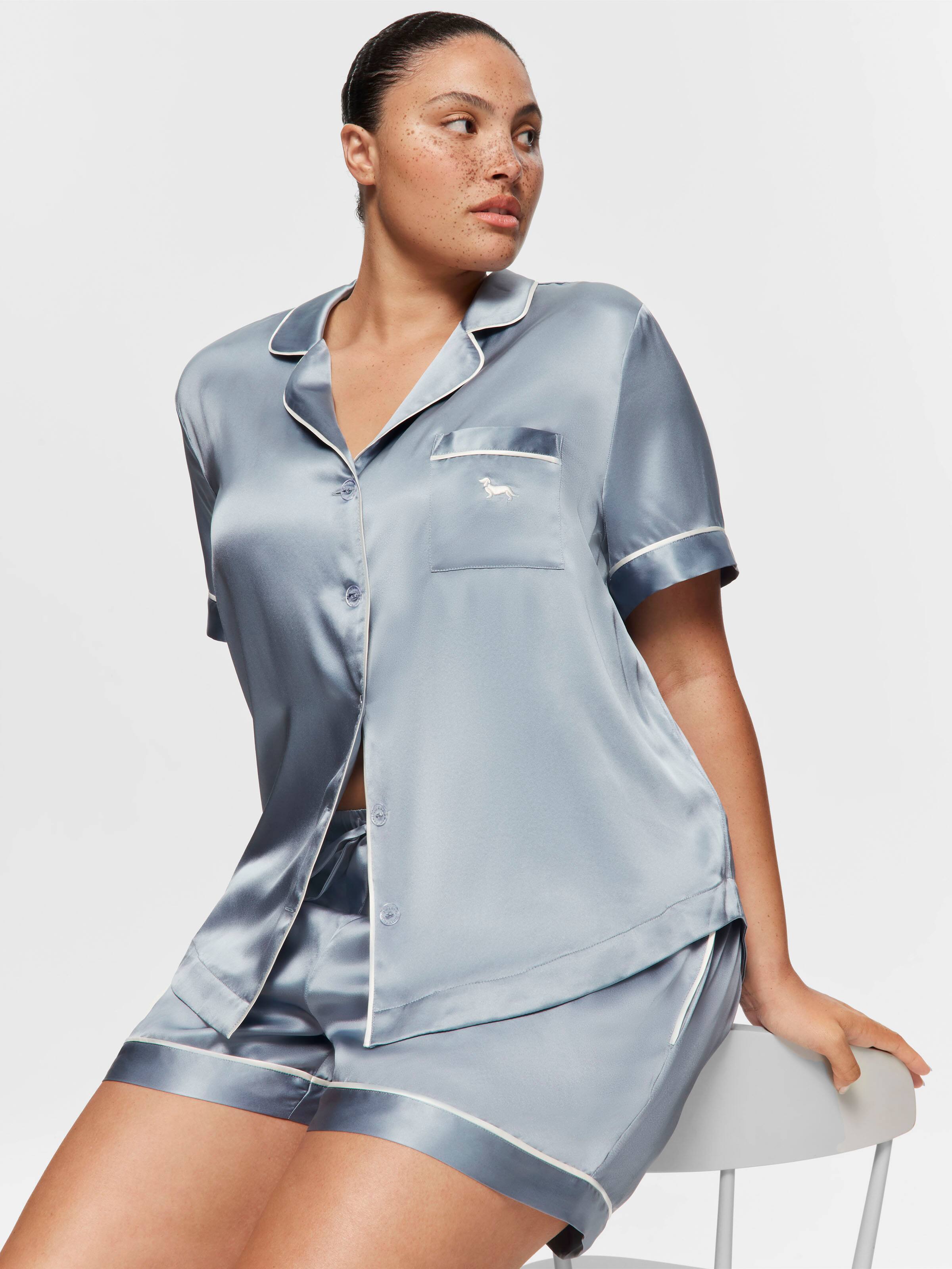 P.A. Plus Steel Blue Mulberry Silk Pj Set