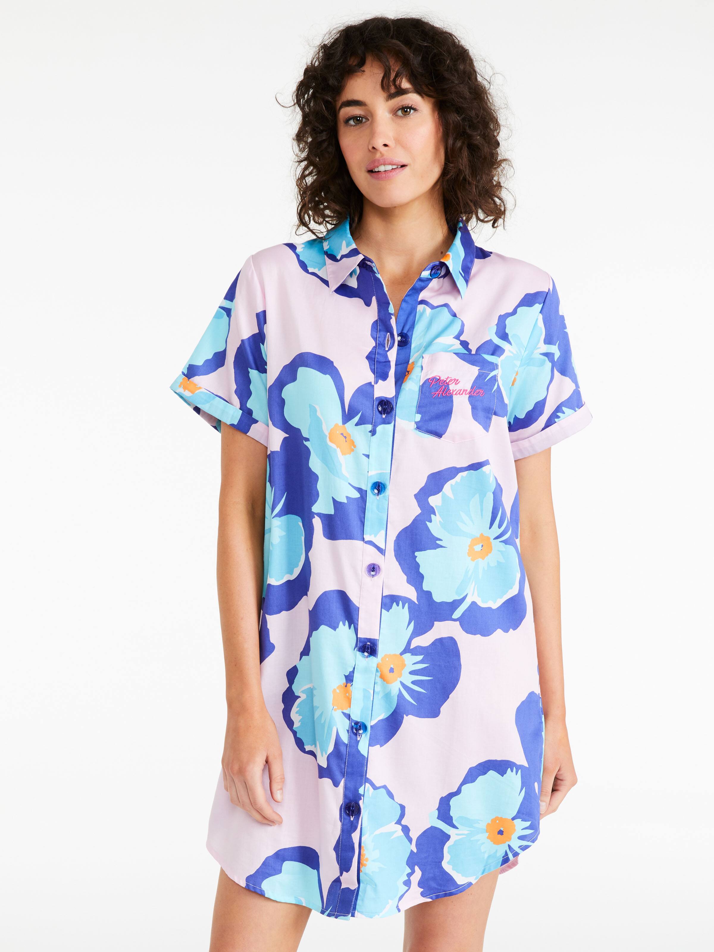 Blue Hibiscus A-Line Nightshirt