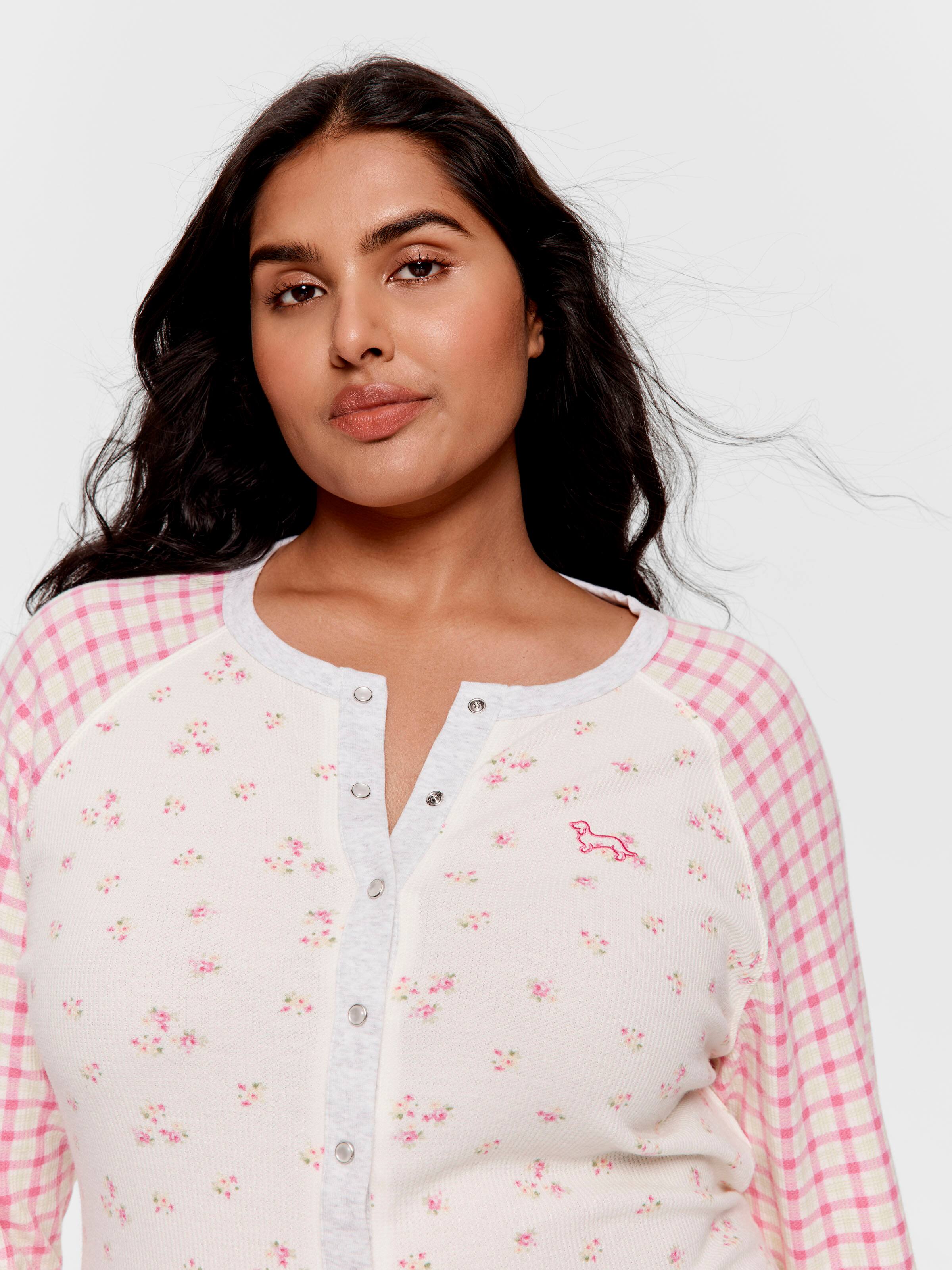 P.A. Plus Waffle Contrast Print Onesie