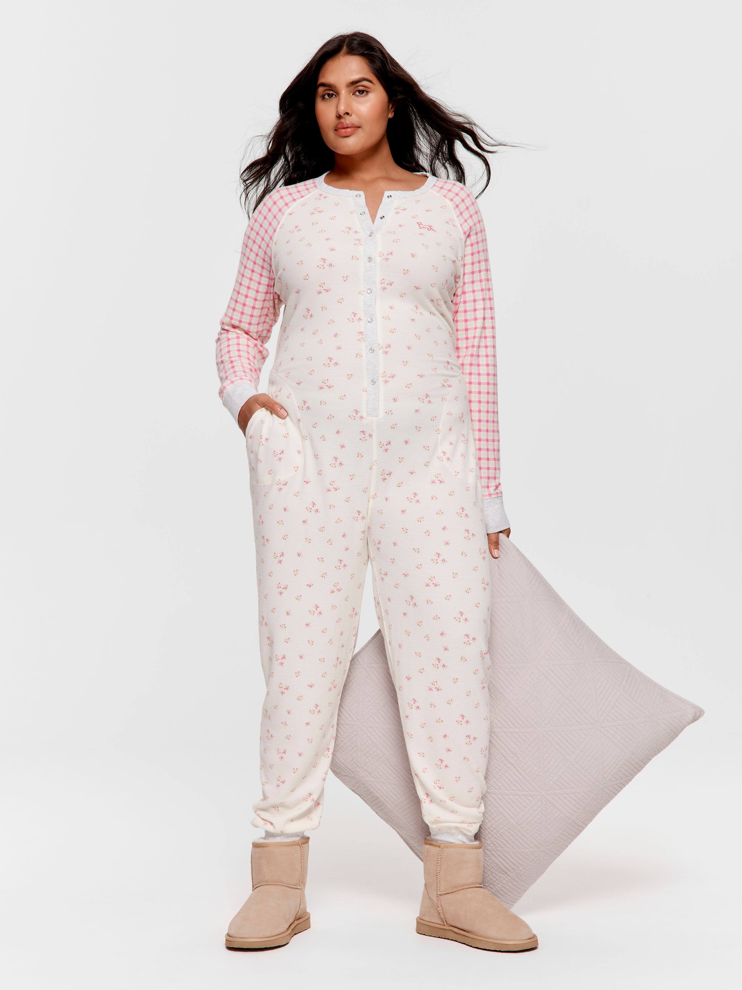 P.A. Plus Waffle Contrast Print Onesie