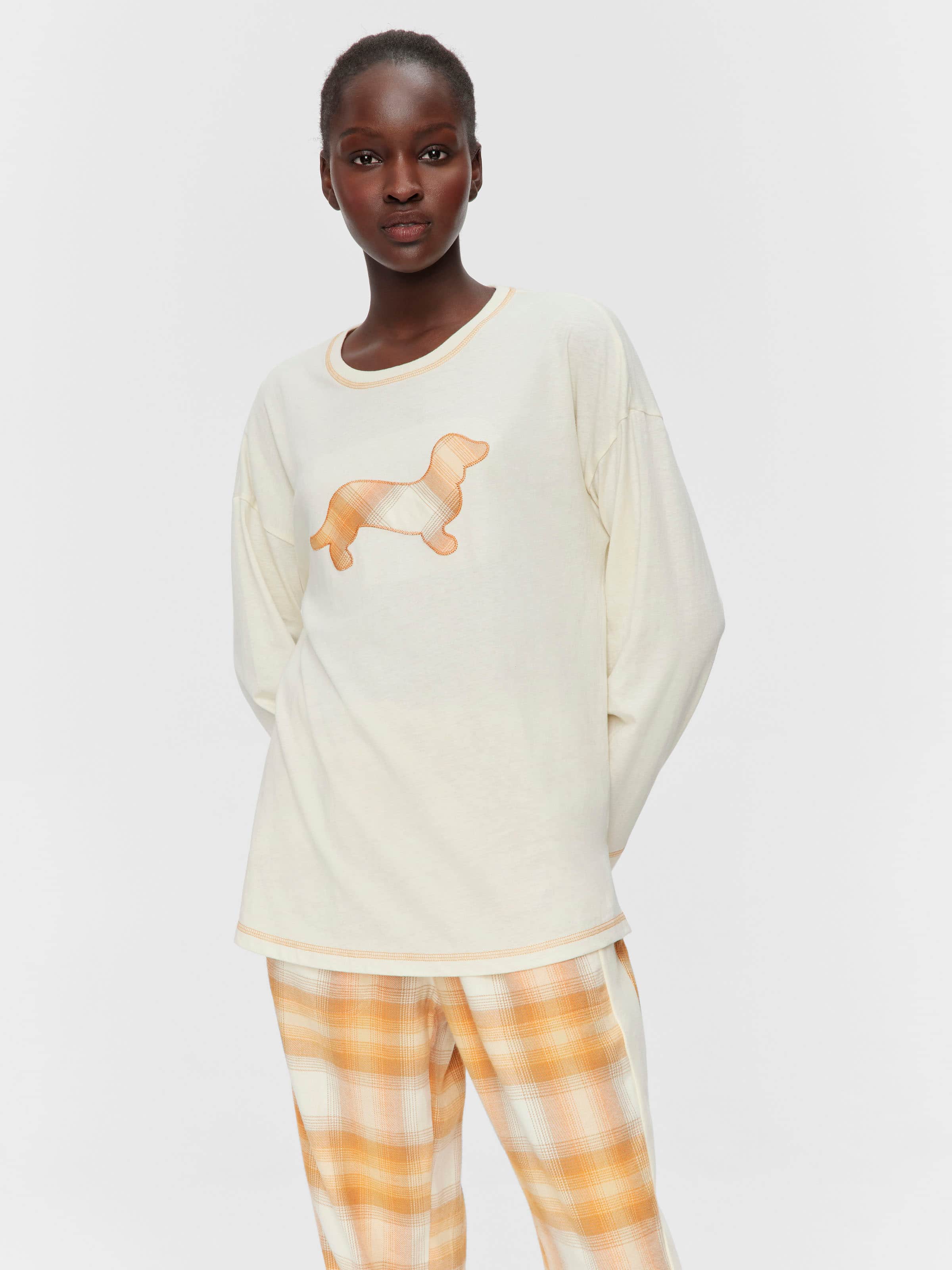 Contrast Penny Oversized Long Sleeve Top