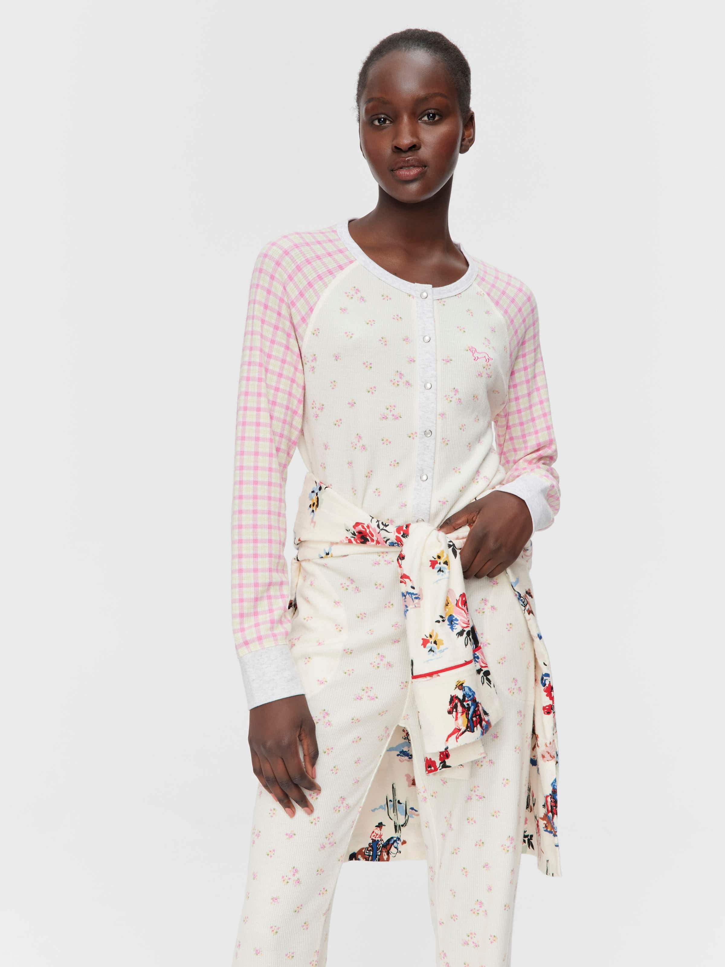 Waffle Contrast Print Onesie