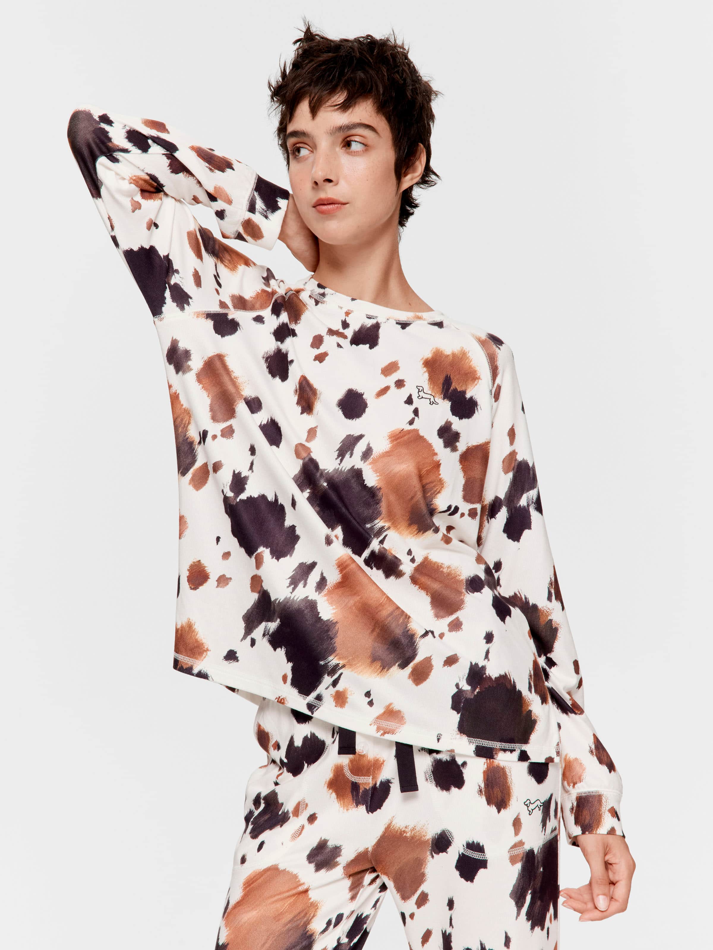 Cow Plush Oversized Long Sleeve Top
