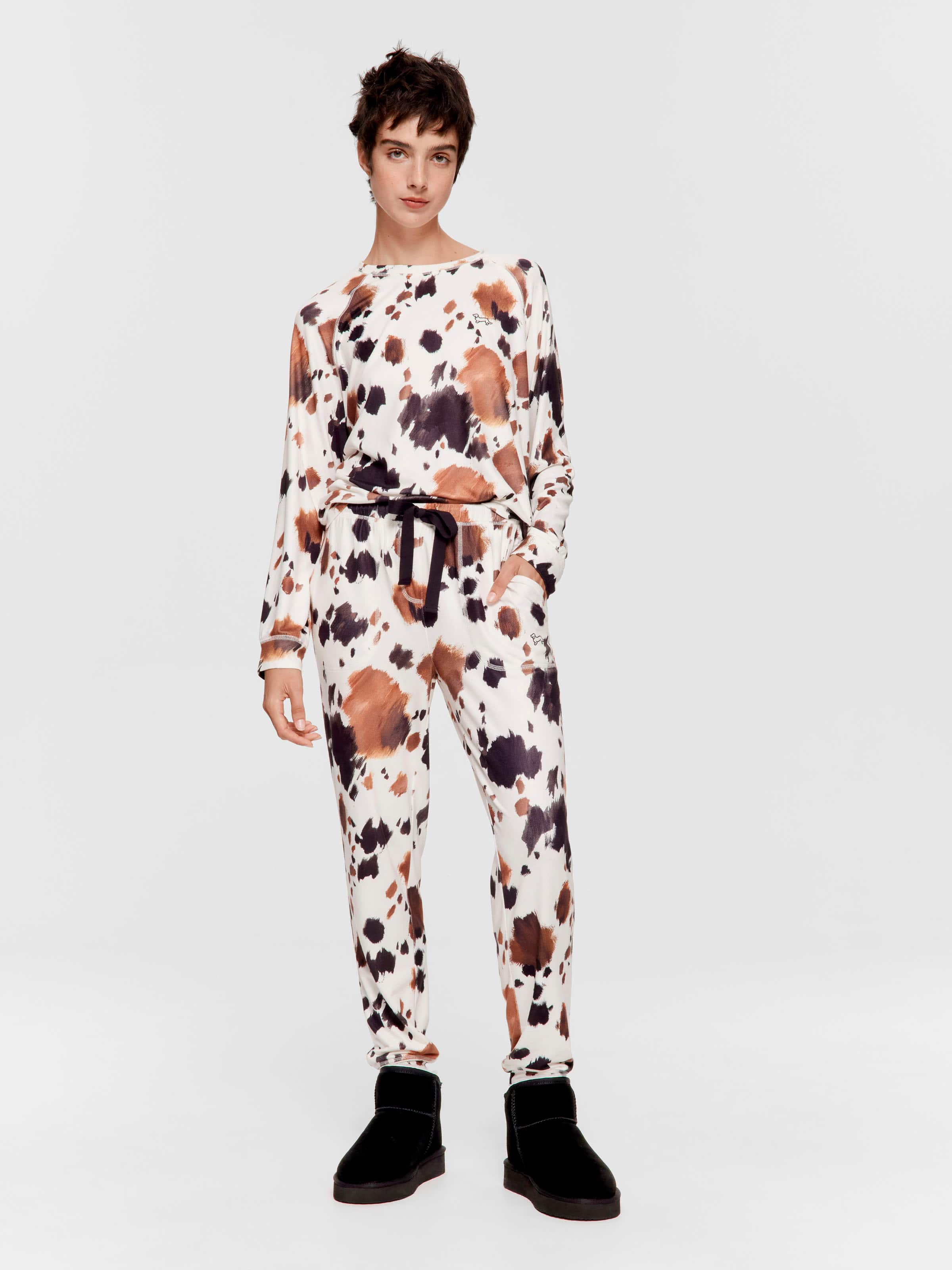 Cow Plush Easy Pj Pant