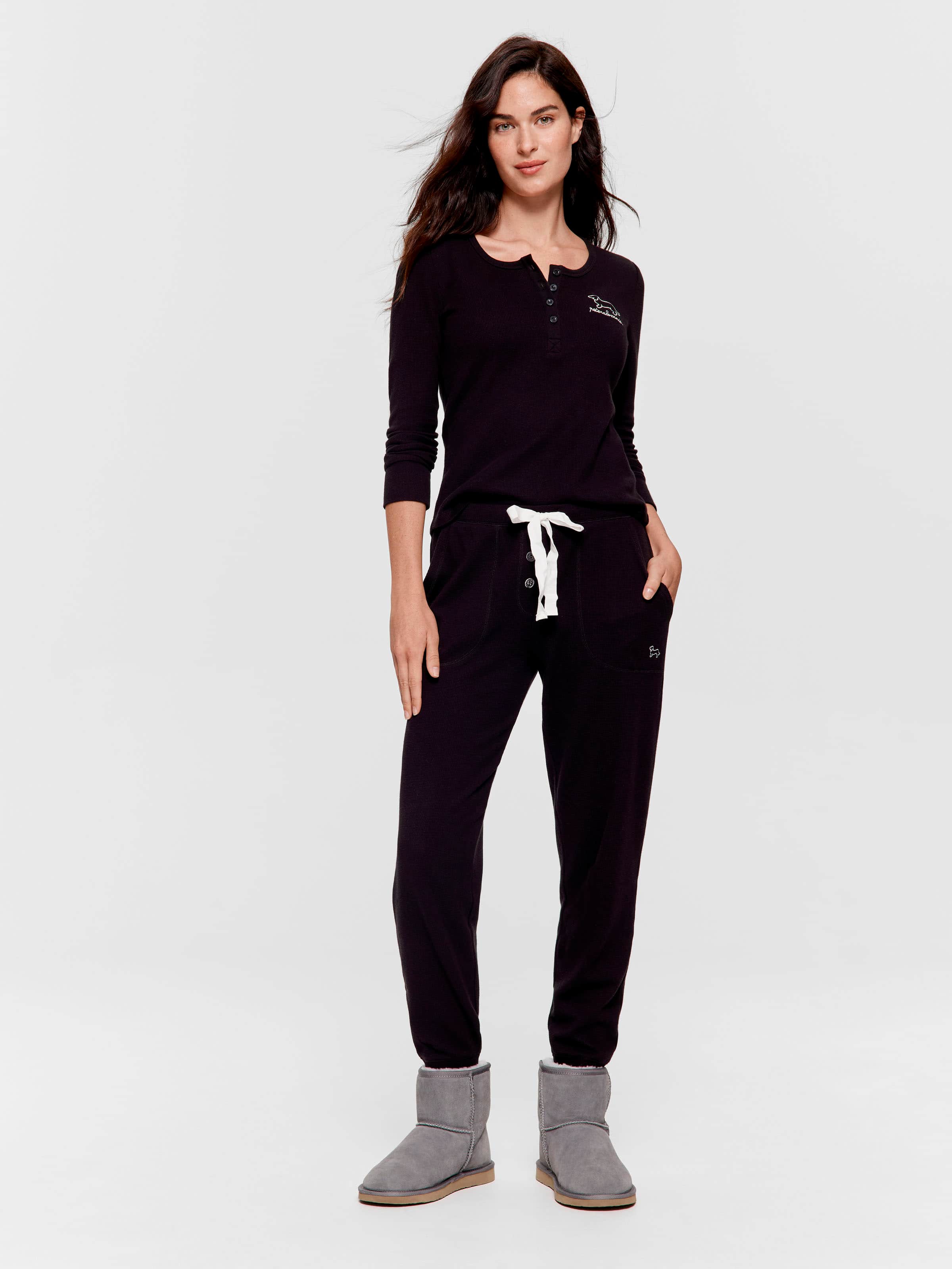 Black Waffle Easy Pj Pant