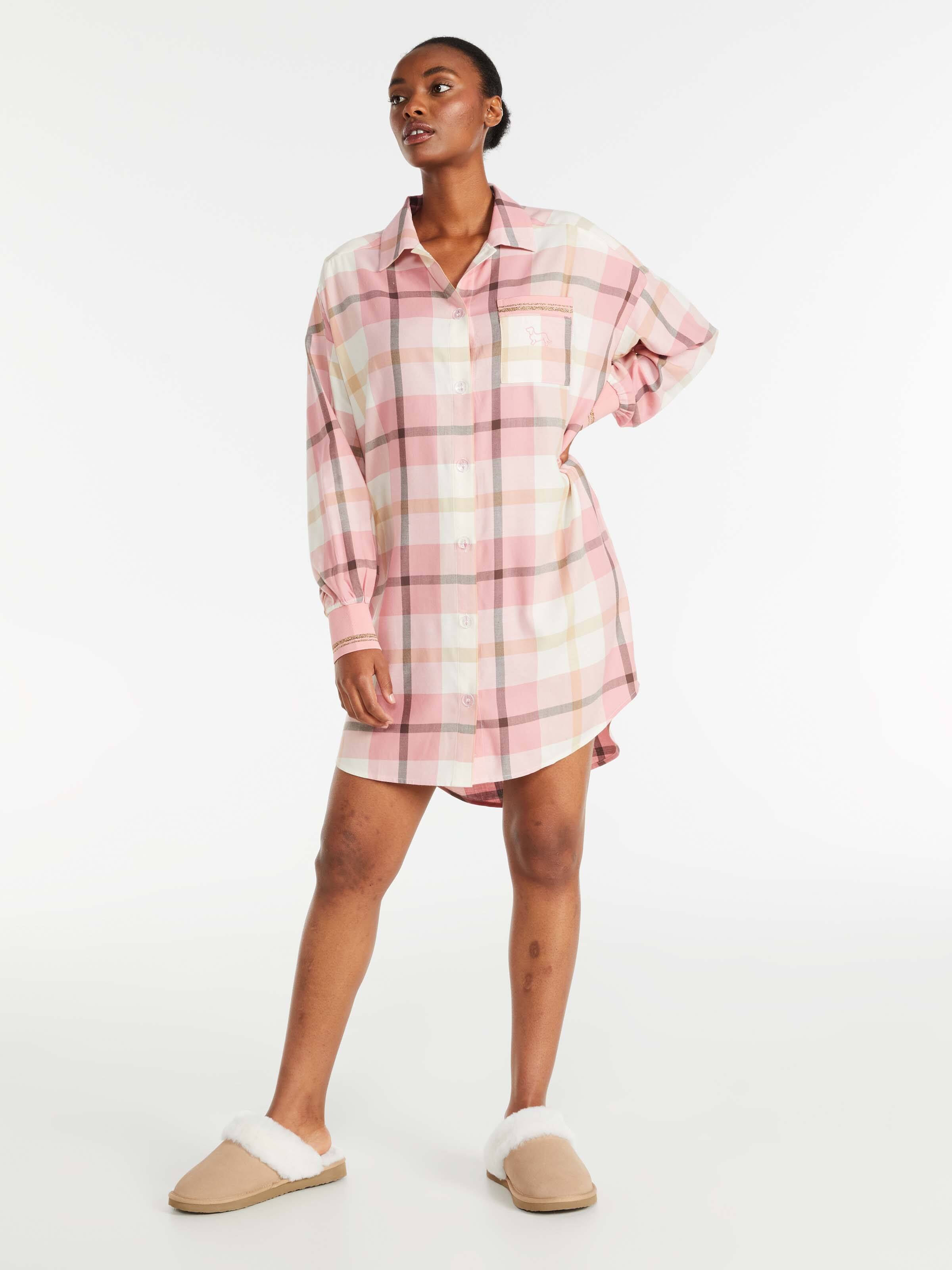 Long Sleeve Tartan Flannelette Nightshirt
