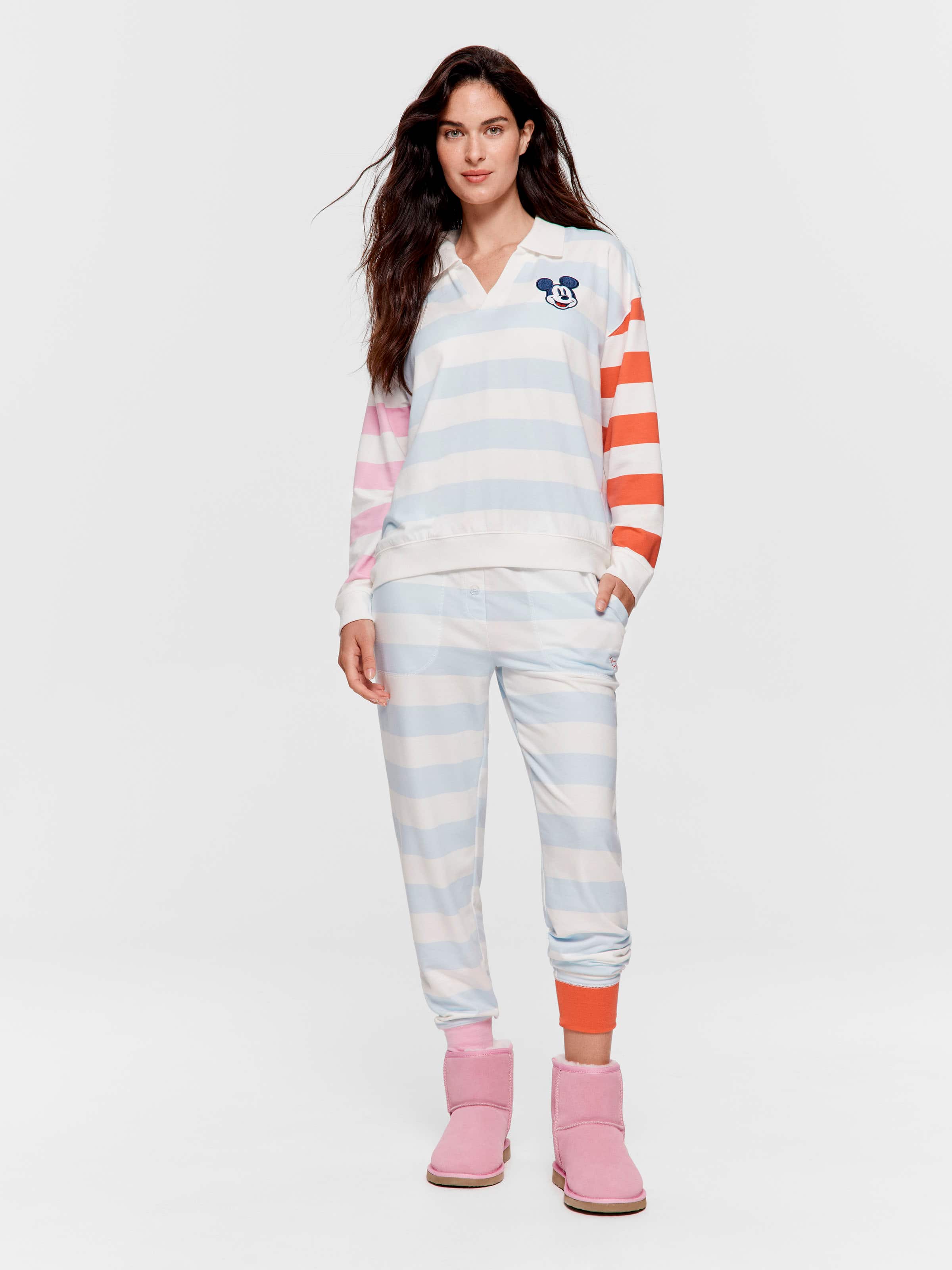 Pastel Stripe Mickey Mouse Collared Sweater