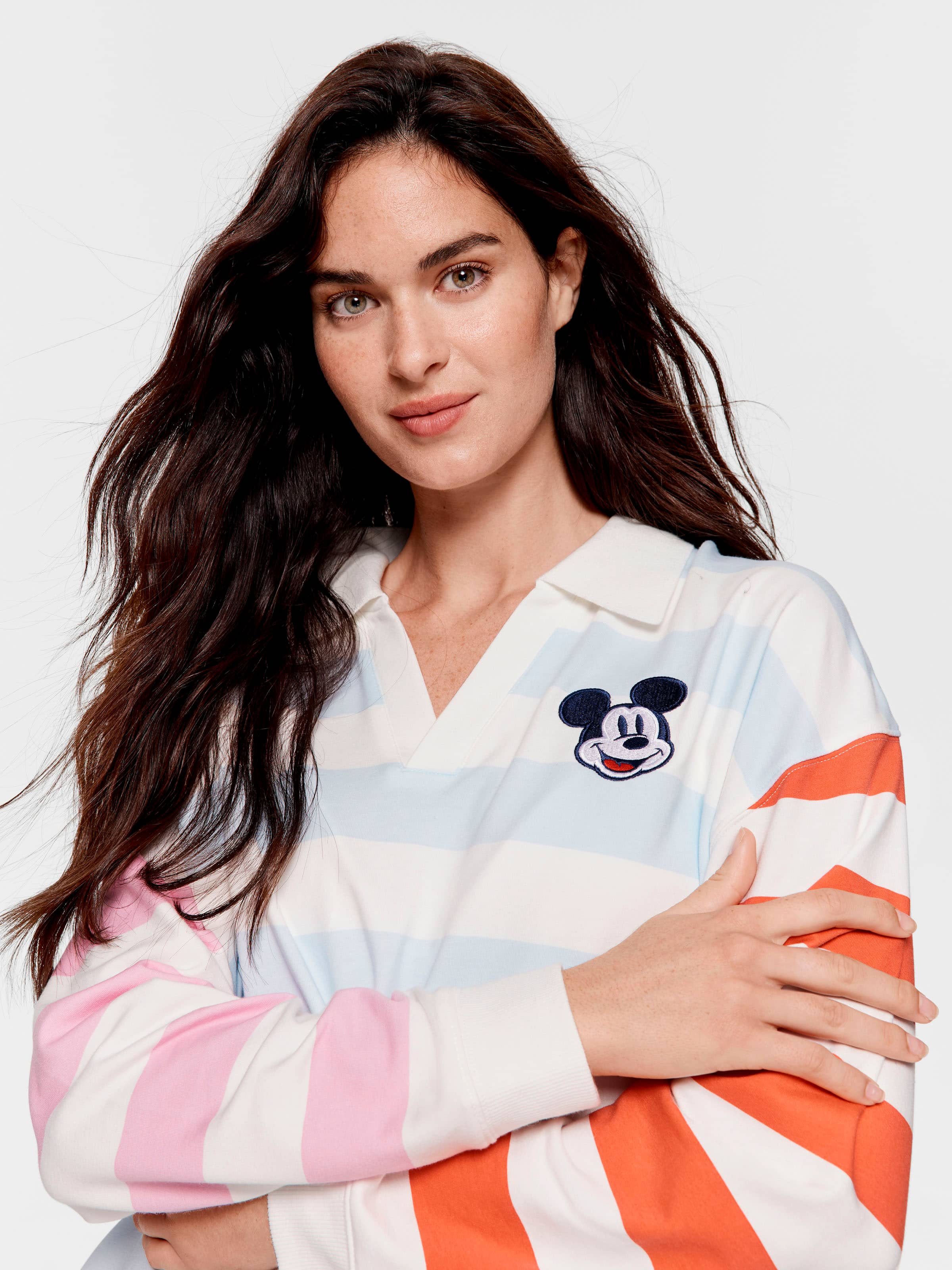 Pastel Stripe Mickey Mouse Collared Sweater