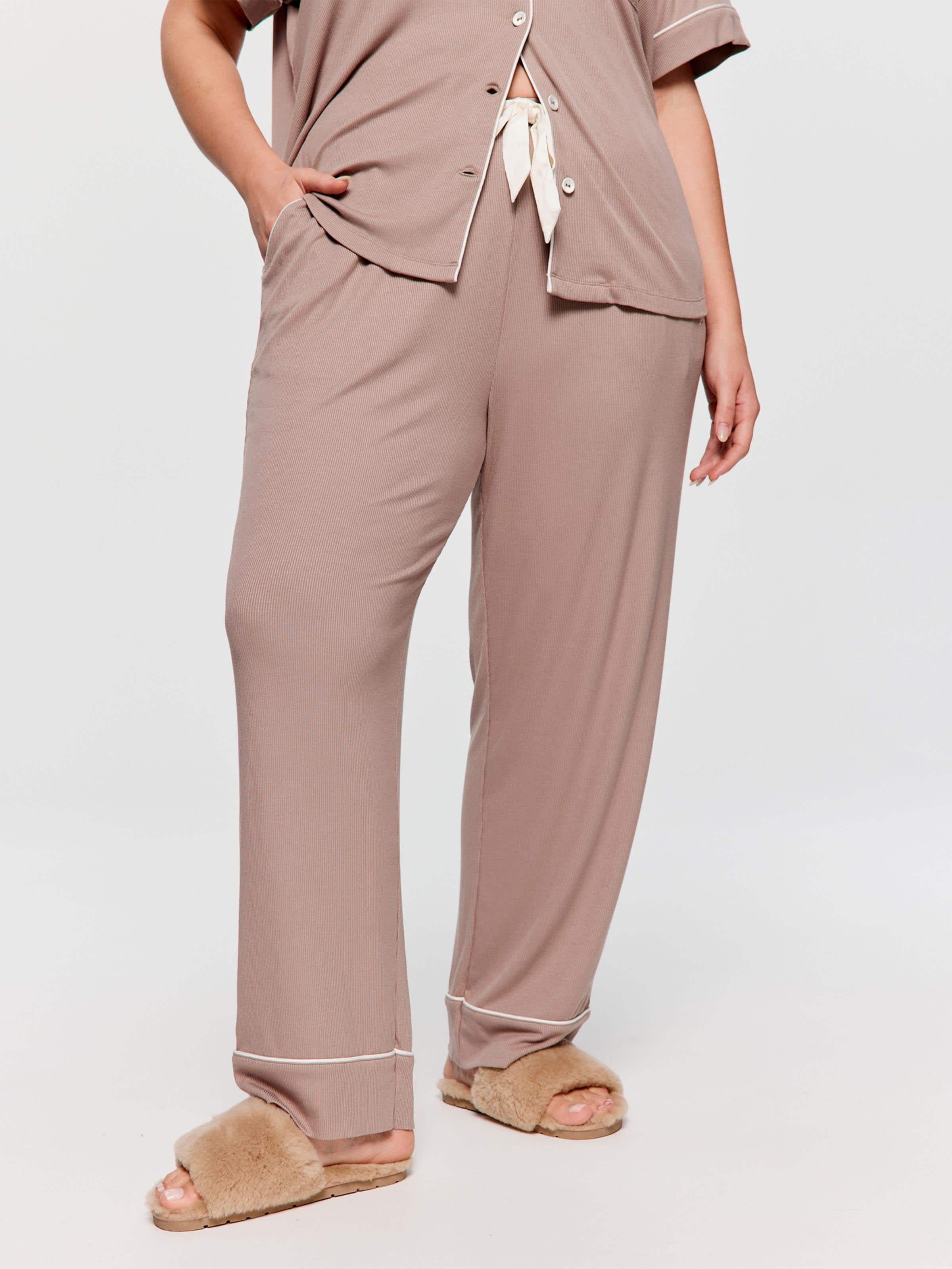 P.A. Plus Stone Bamboo Rib Straight Leg Pj Pant