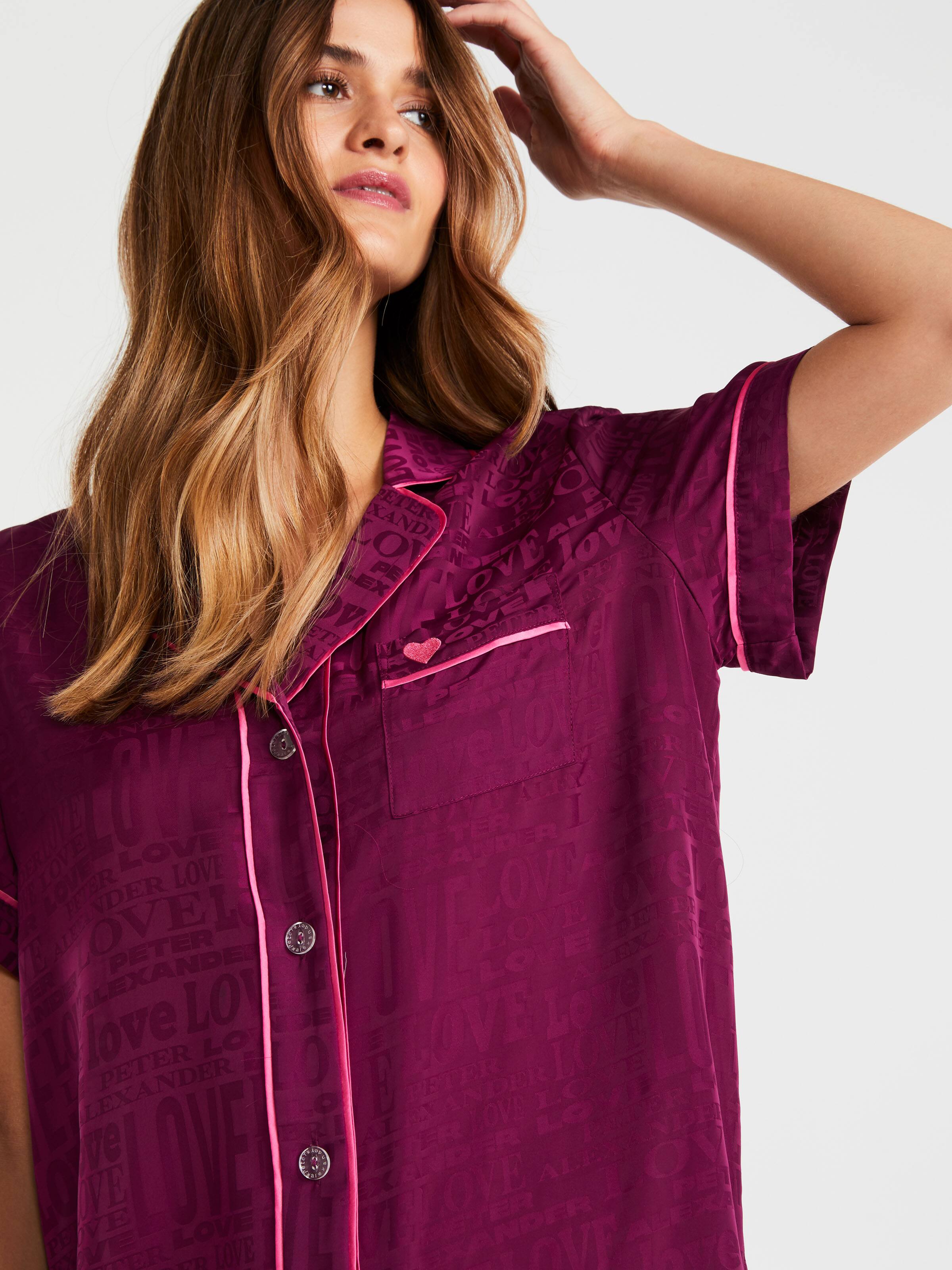 Burgundy Satin Jacquard Nightshirt