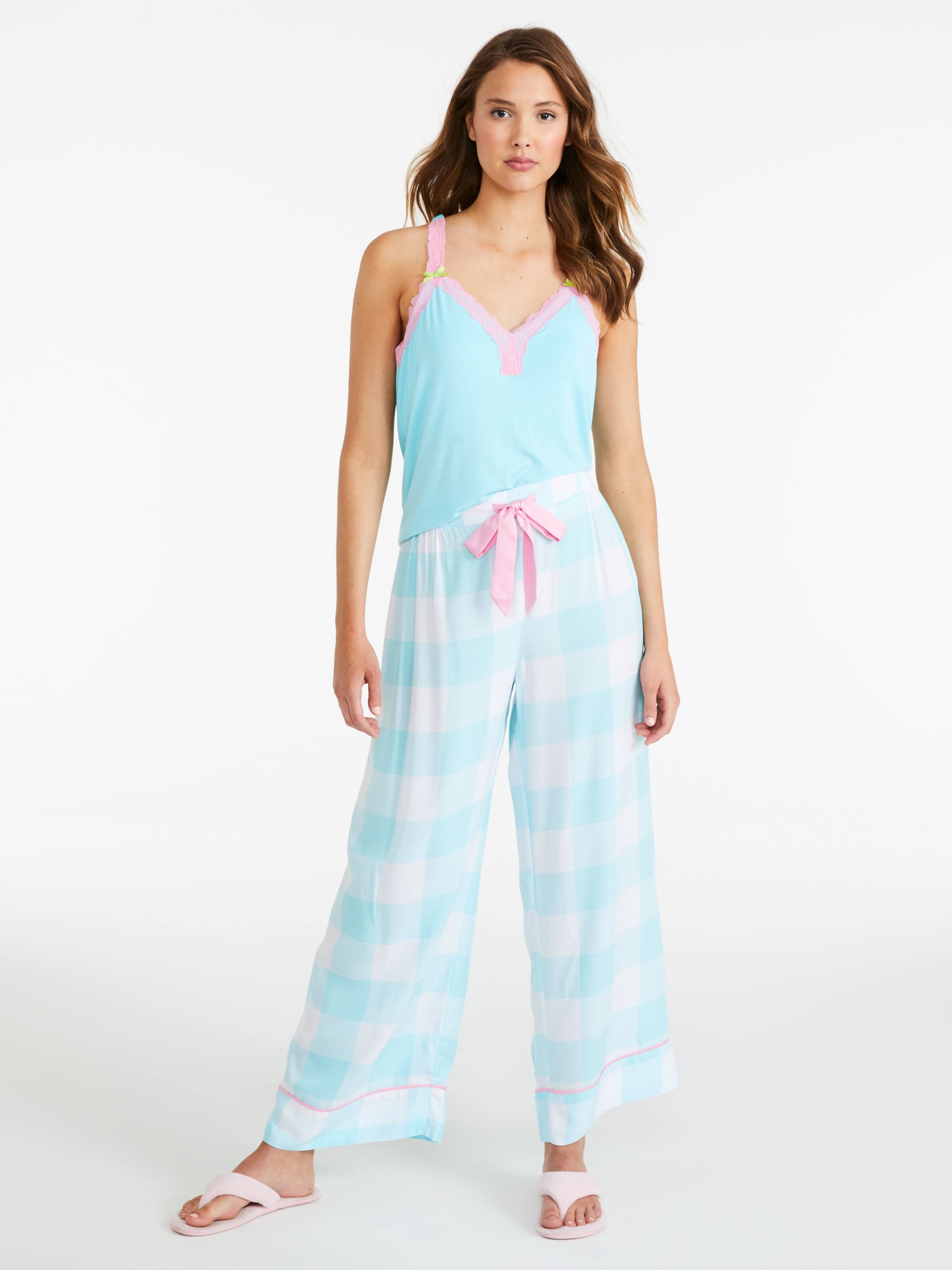 Blue Gingham Wide Ankle Pj Pant
