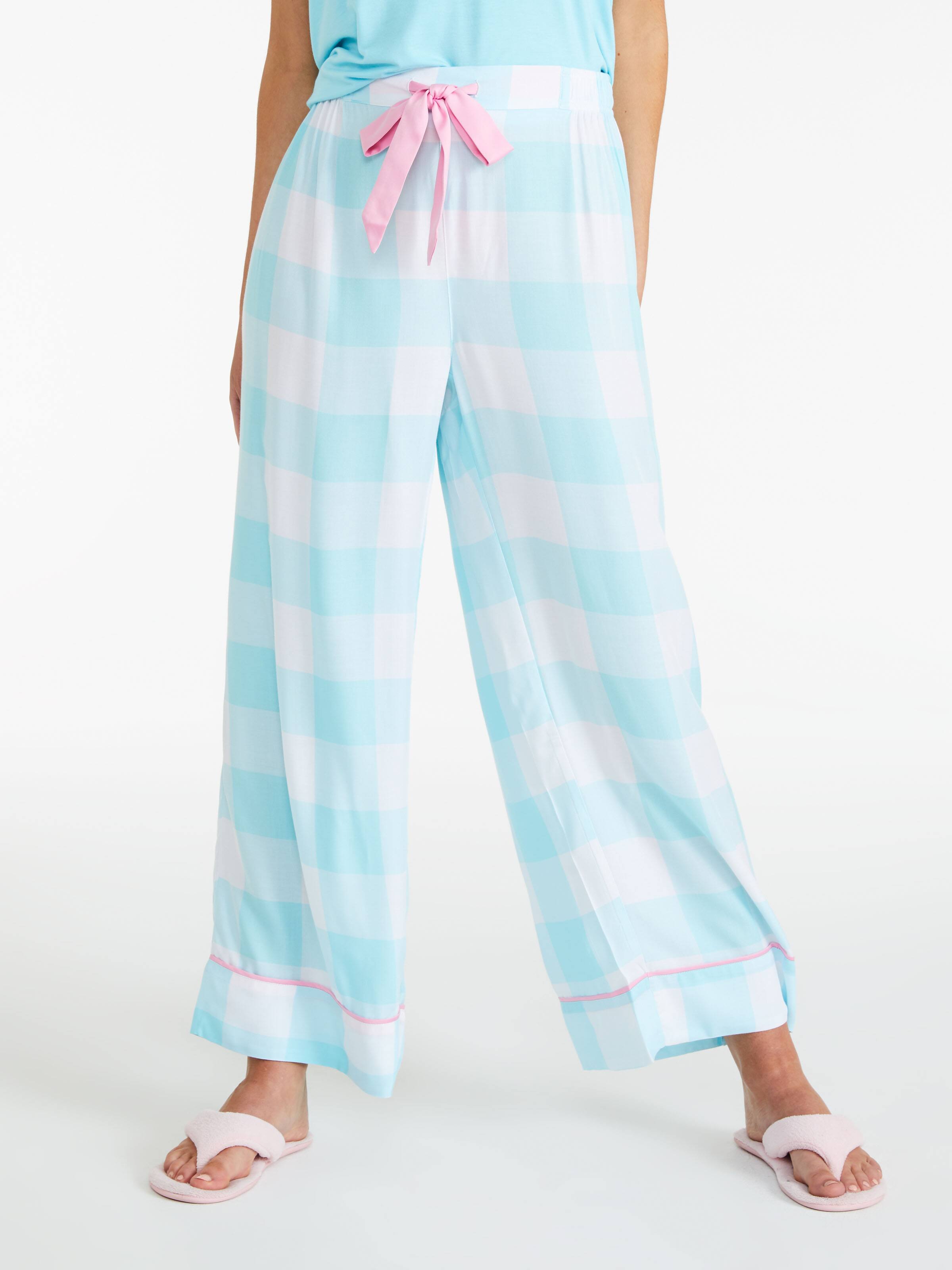 Blue Gingham Wide Ankle Pj Pant