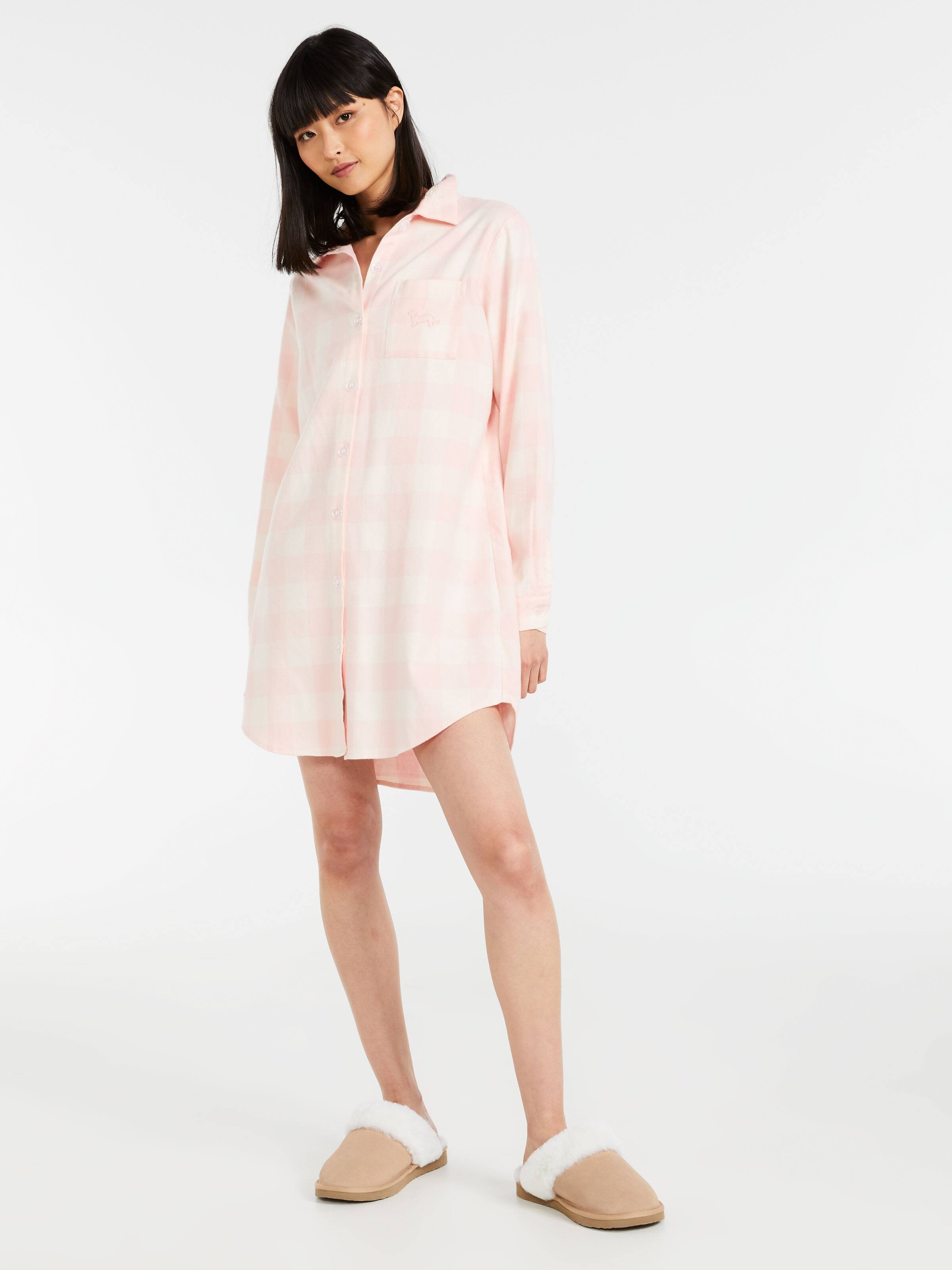 Peach Flannelette Gingham Nightshirt