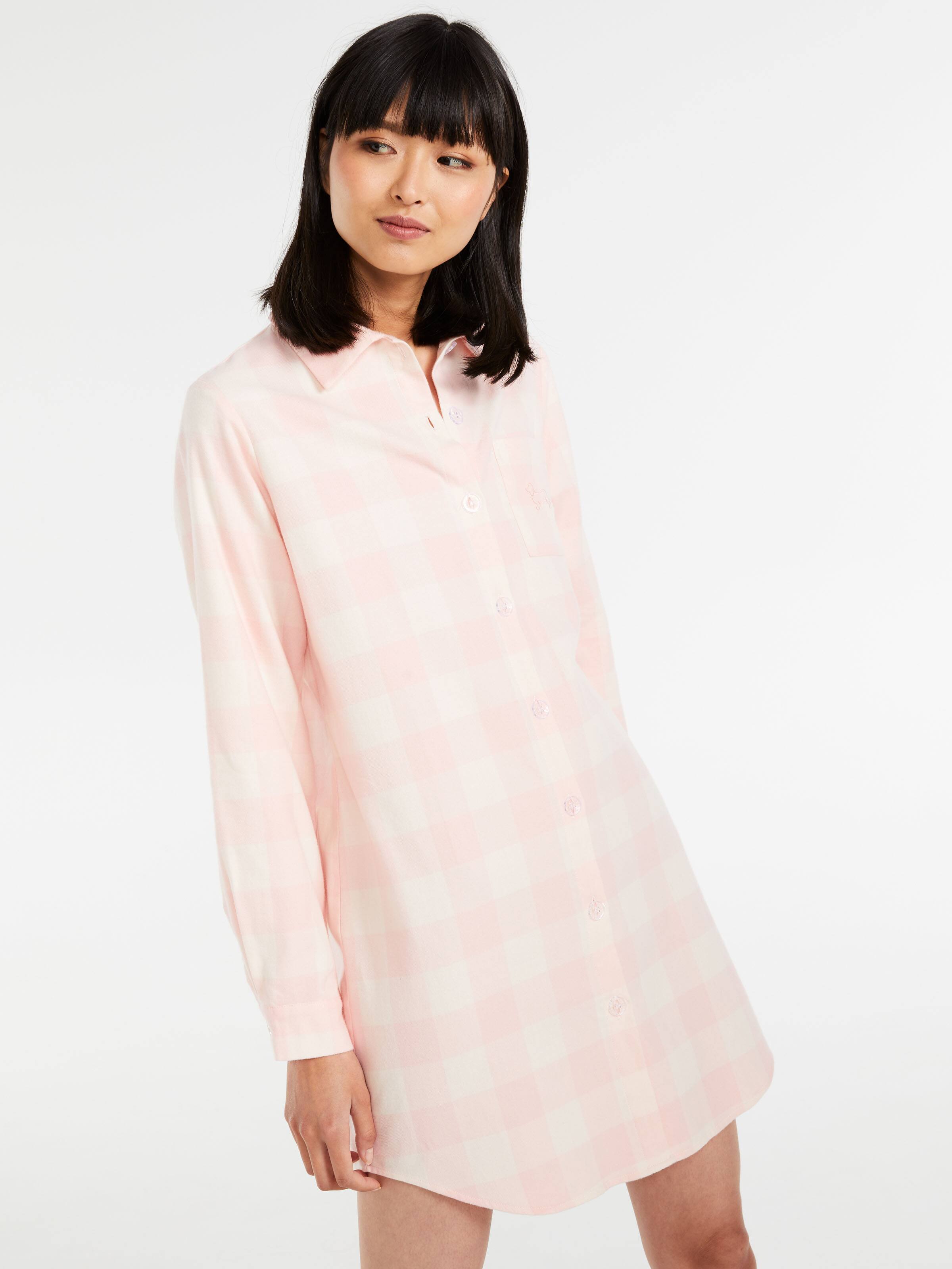Peach Flannelette Gingham Nightshirt
