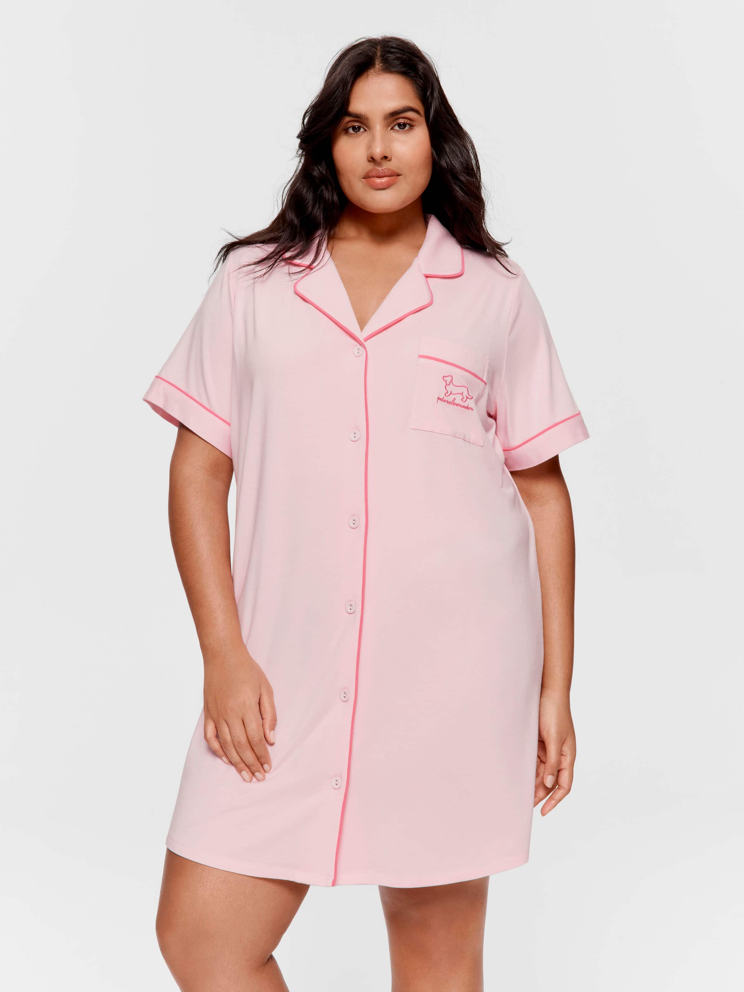 P.A. Plus Super Soft Pink Bamboo Knit Short Sleeve Nightshirt