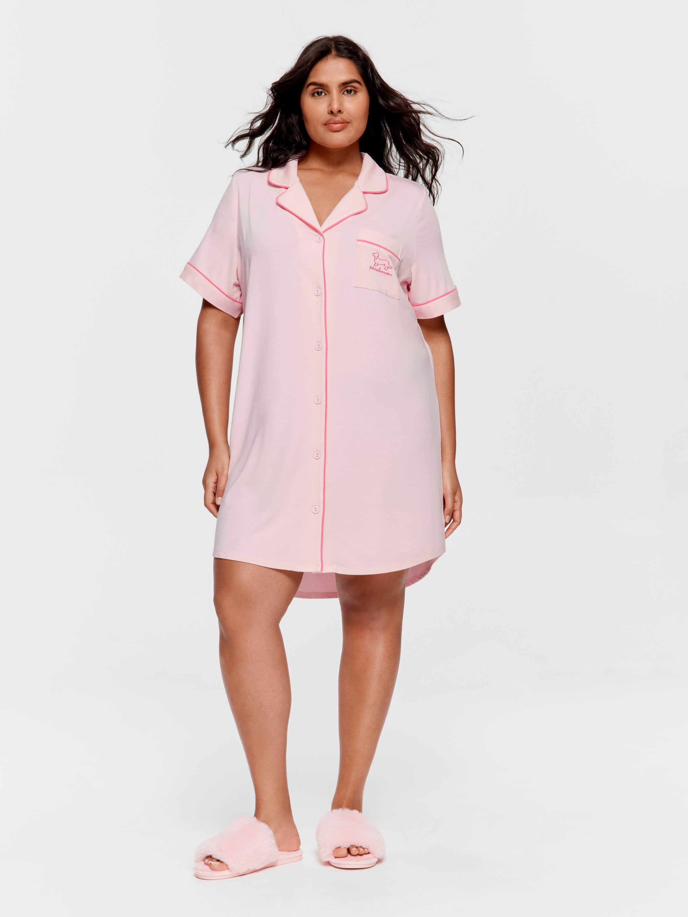 P.A. Plus Super Soft Pink Bamboo Knit Short Sleeve Nightshirt