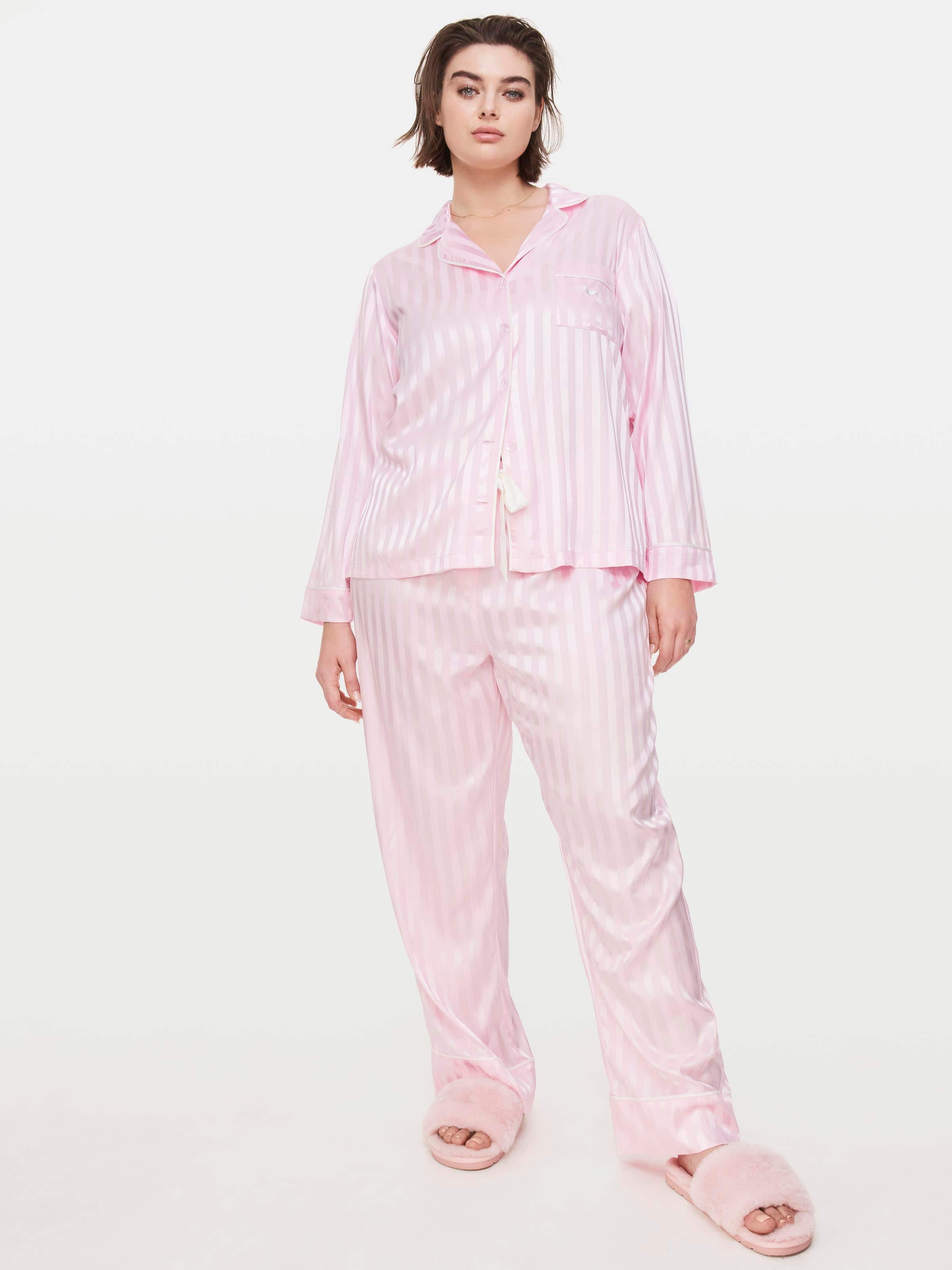 P.A. Plus Long Pink Chic Stripe Pj Set