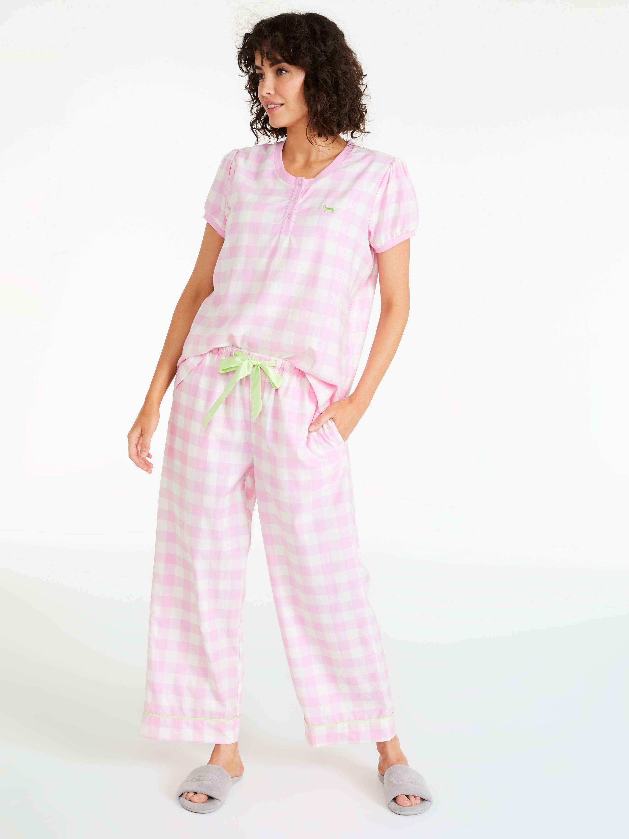 Prism Pink Gingham Ankle Pj Pant
