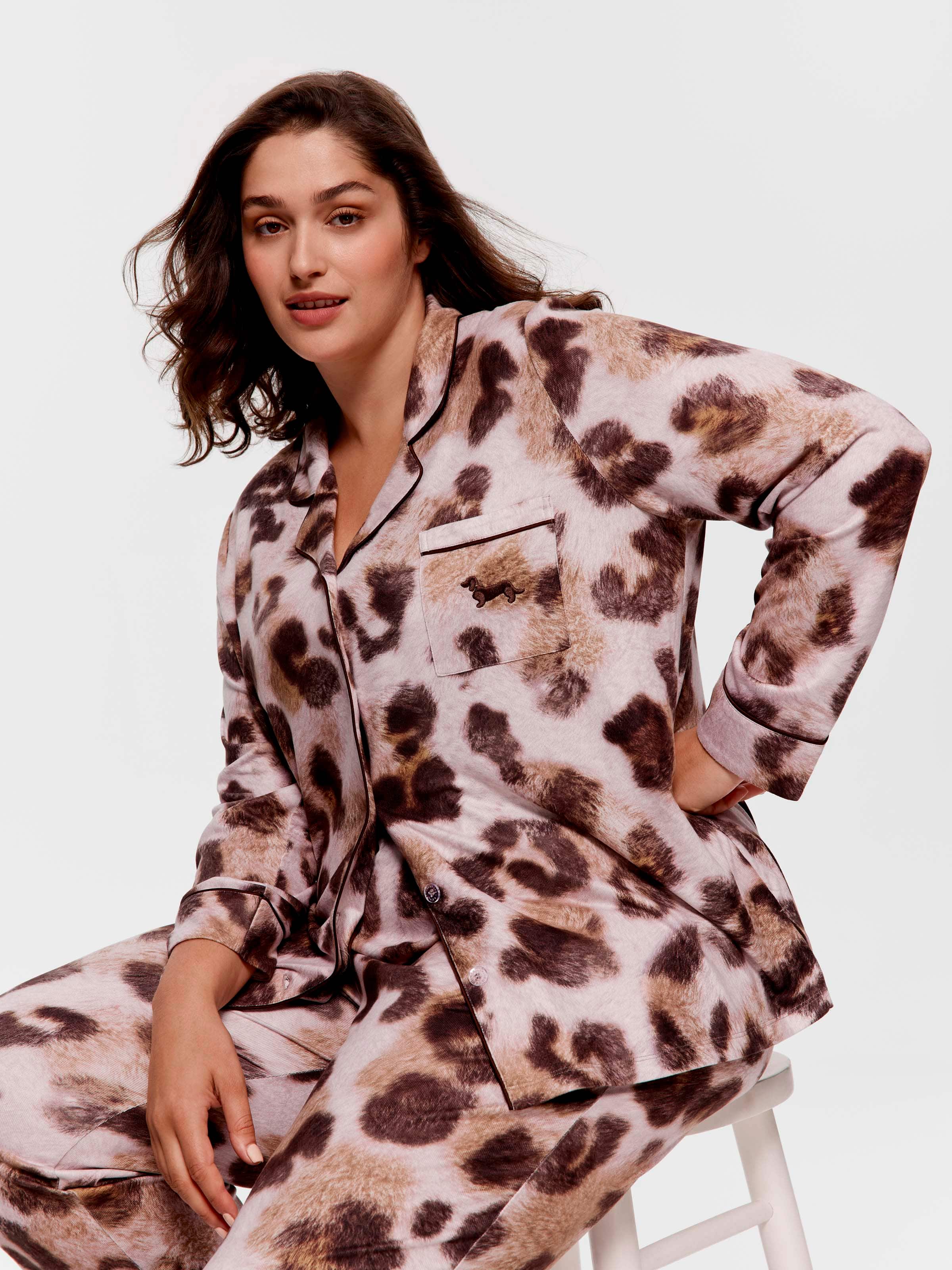 P.A. Plus Leopard Plush Long Pj Set