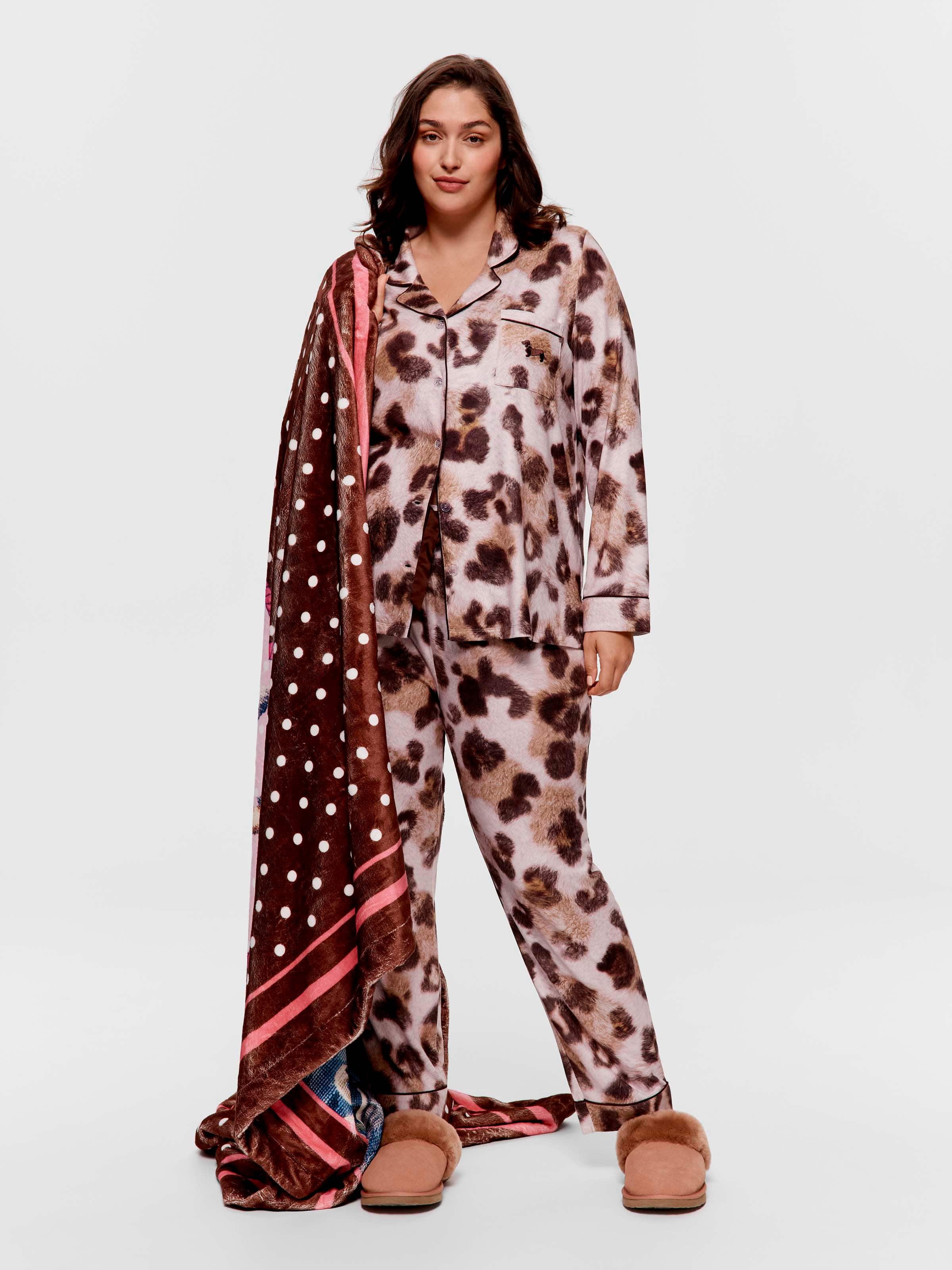 P.A. Plus Leopard Plush Long Pj Set