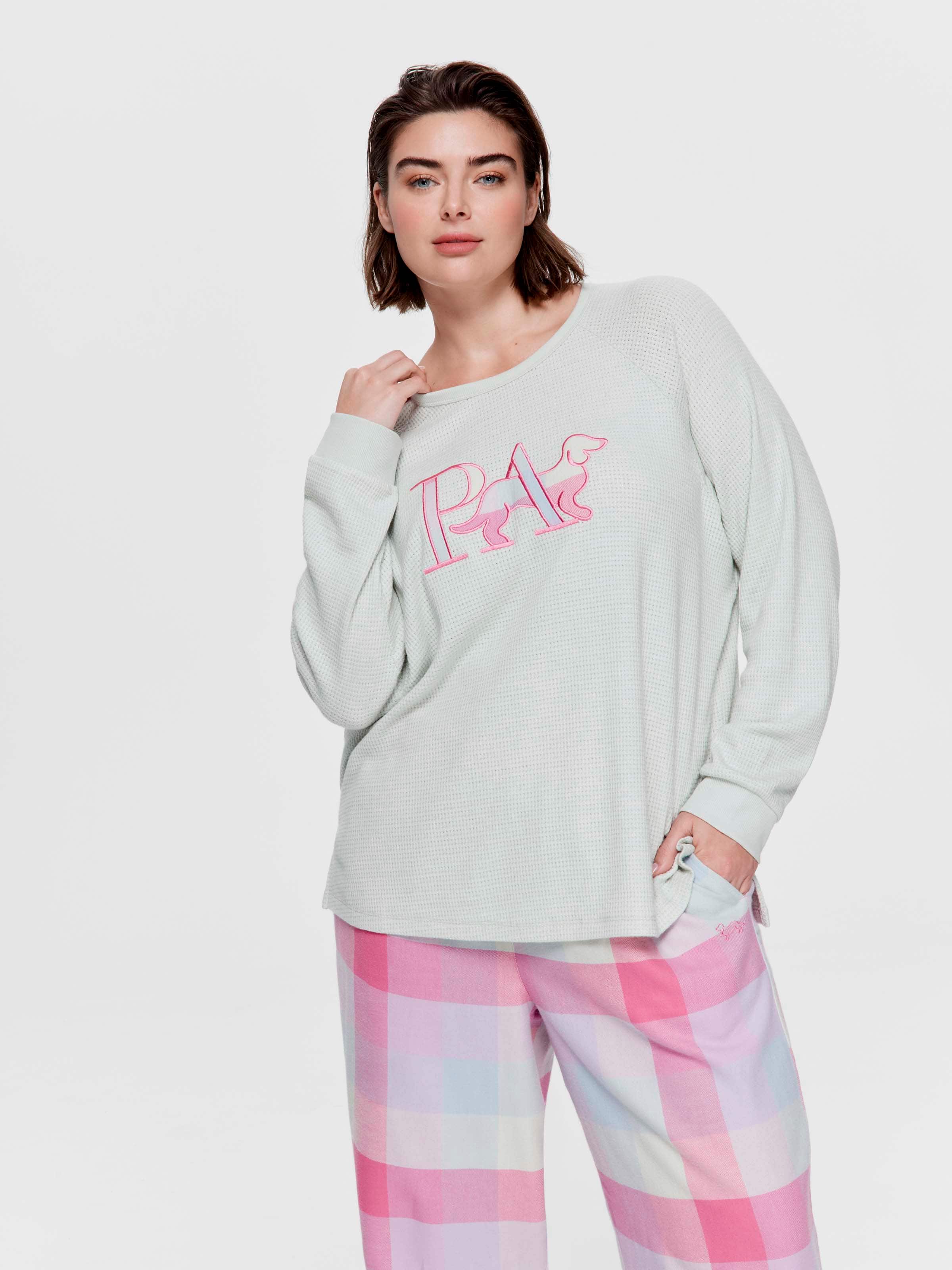 P.A. Plus Mint Buffalo Check Logo Waffle Sweater