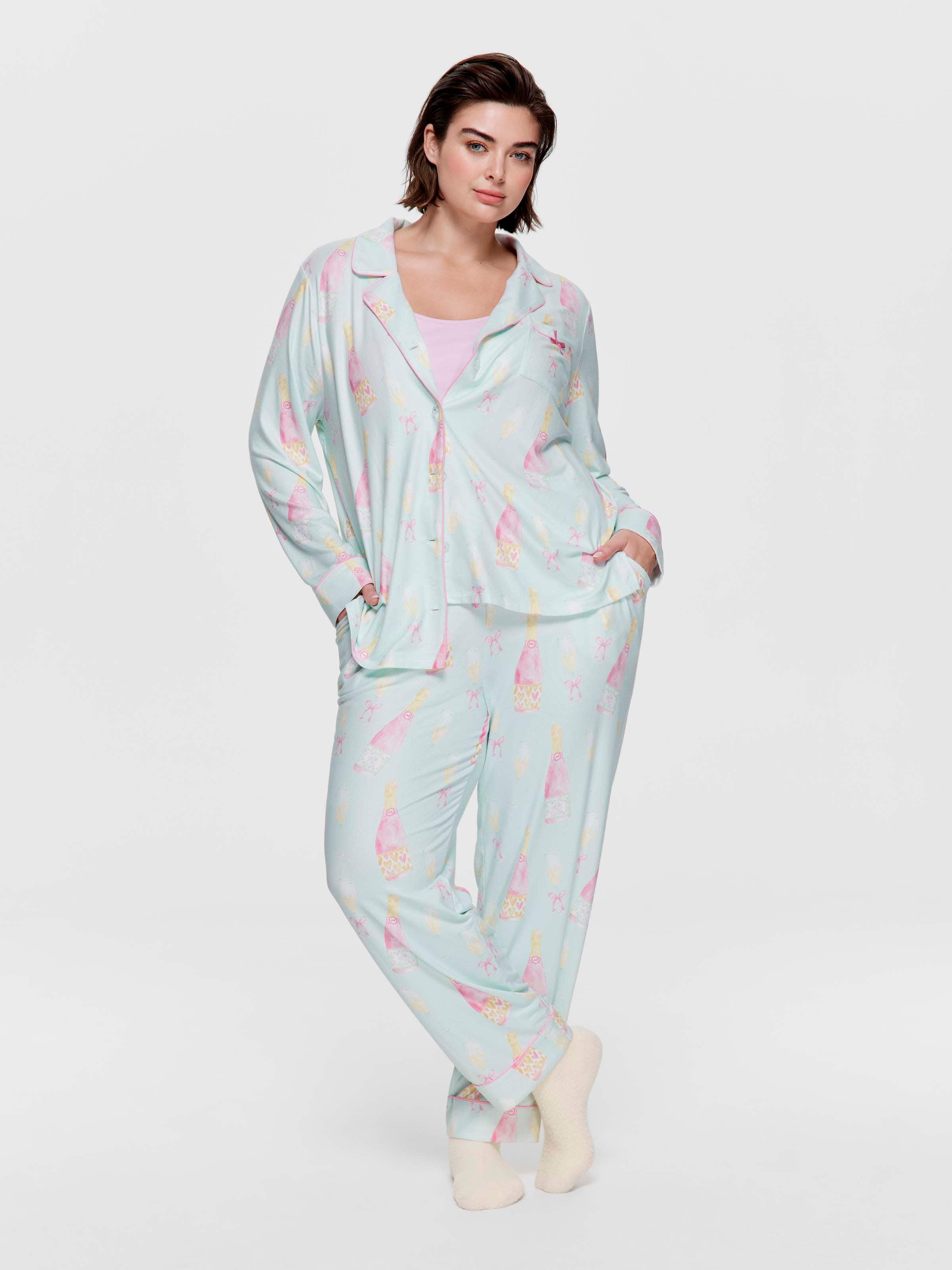 P.A. Plus  Champagne Time Plush Long Pj Set