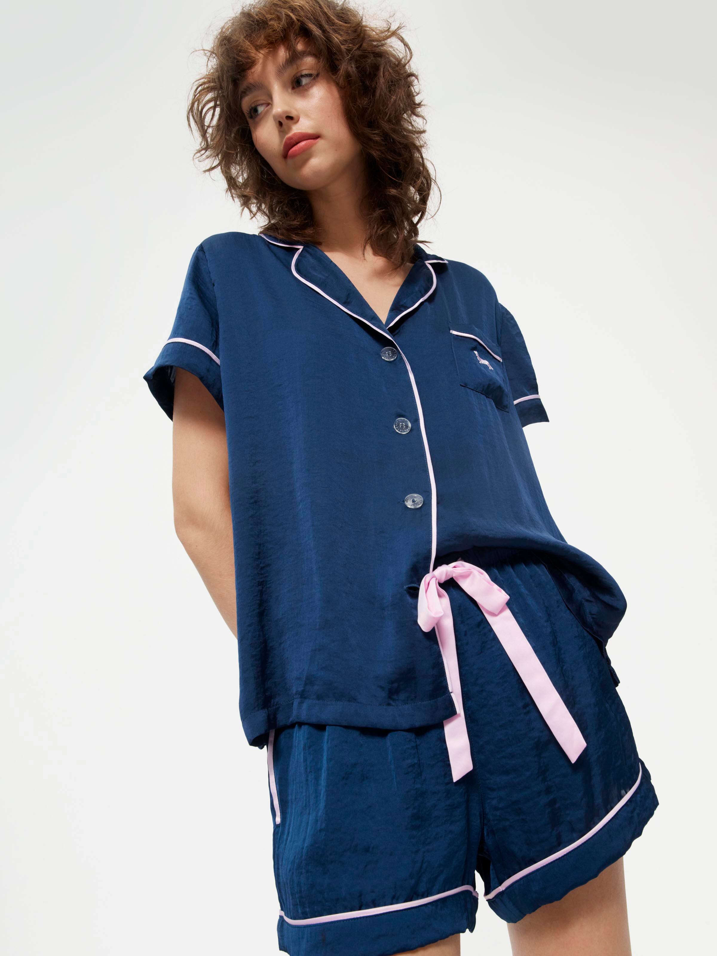 Navy Chic Satin Pj Set