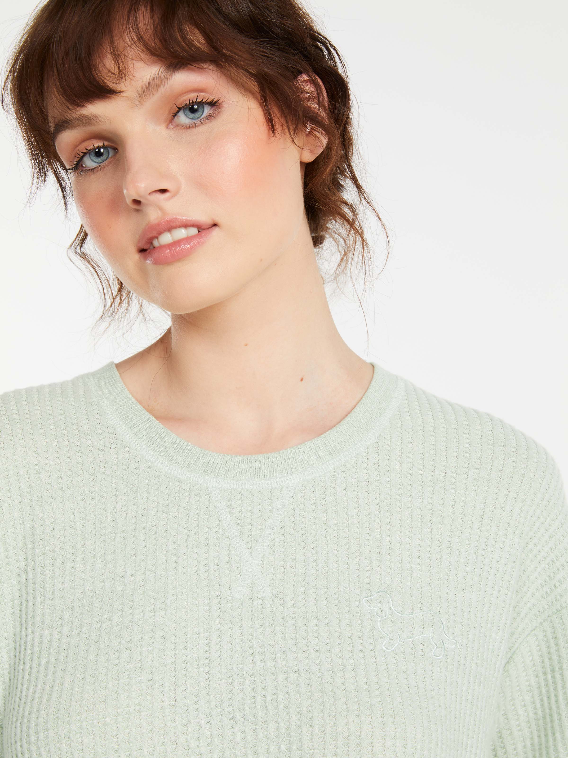 Mint Chunky Waffle Shortie Pj Set