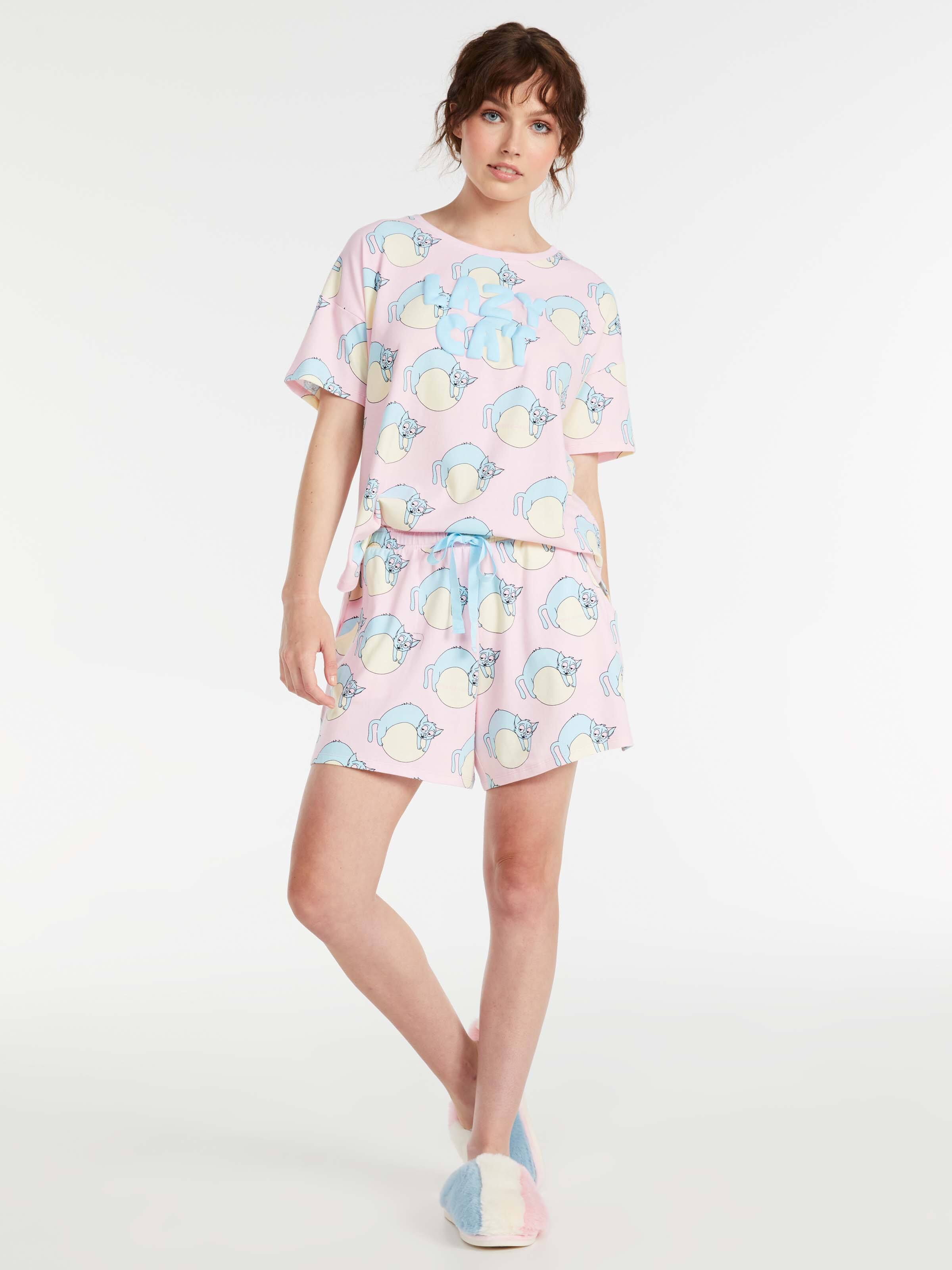 Lazy Cat Shortie Pj Set