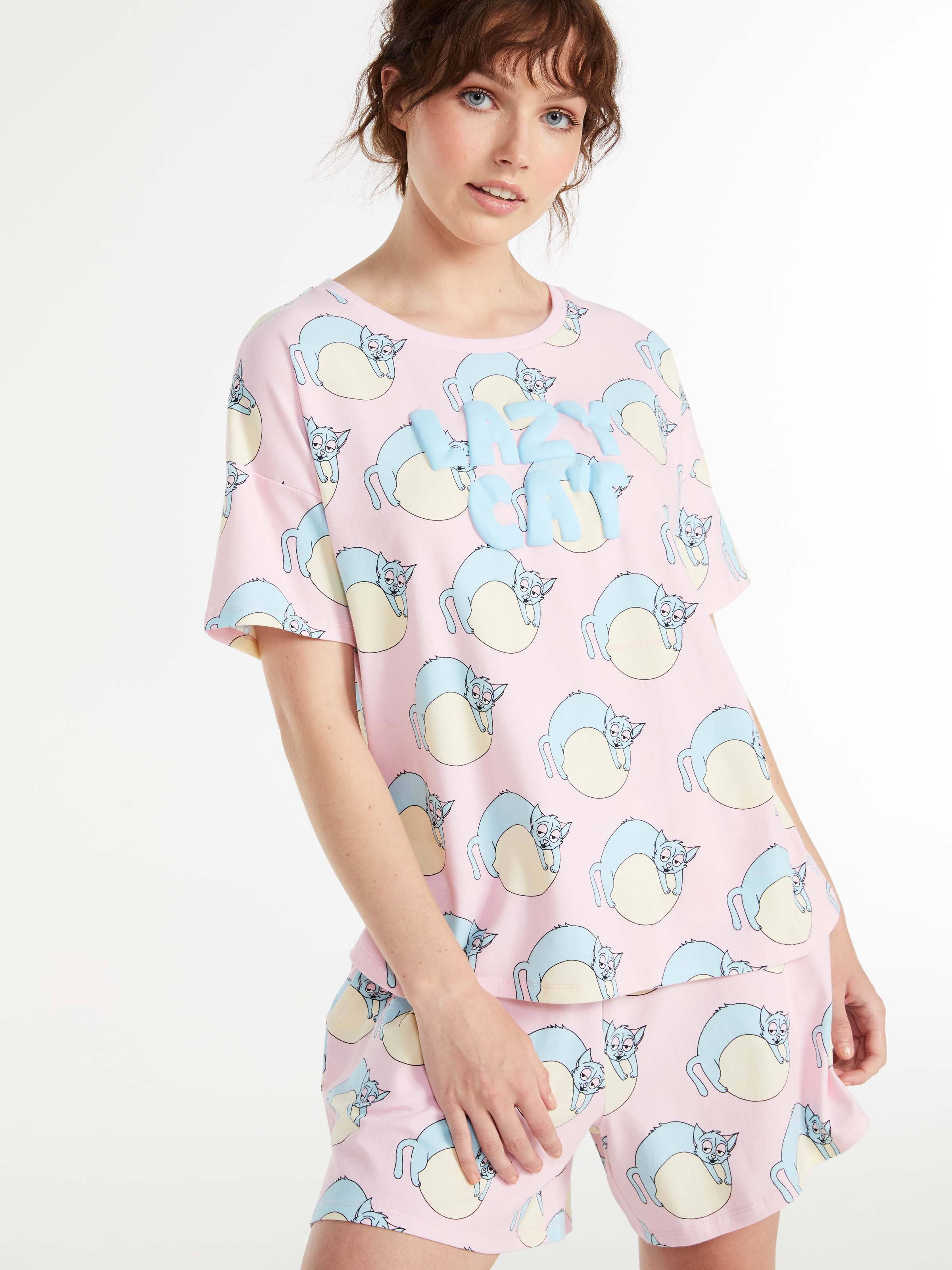 Lazy Cat Shortie Pj Set
