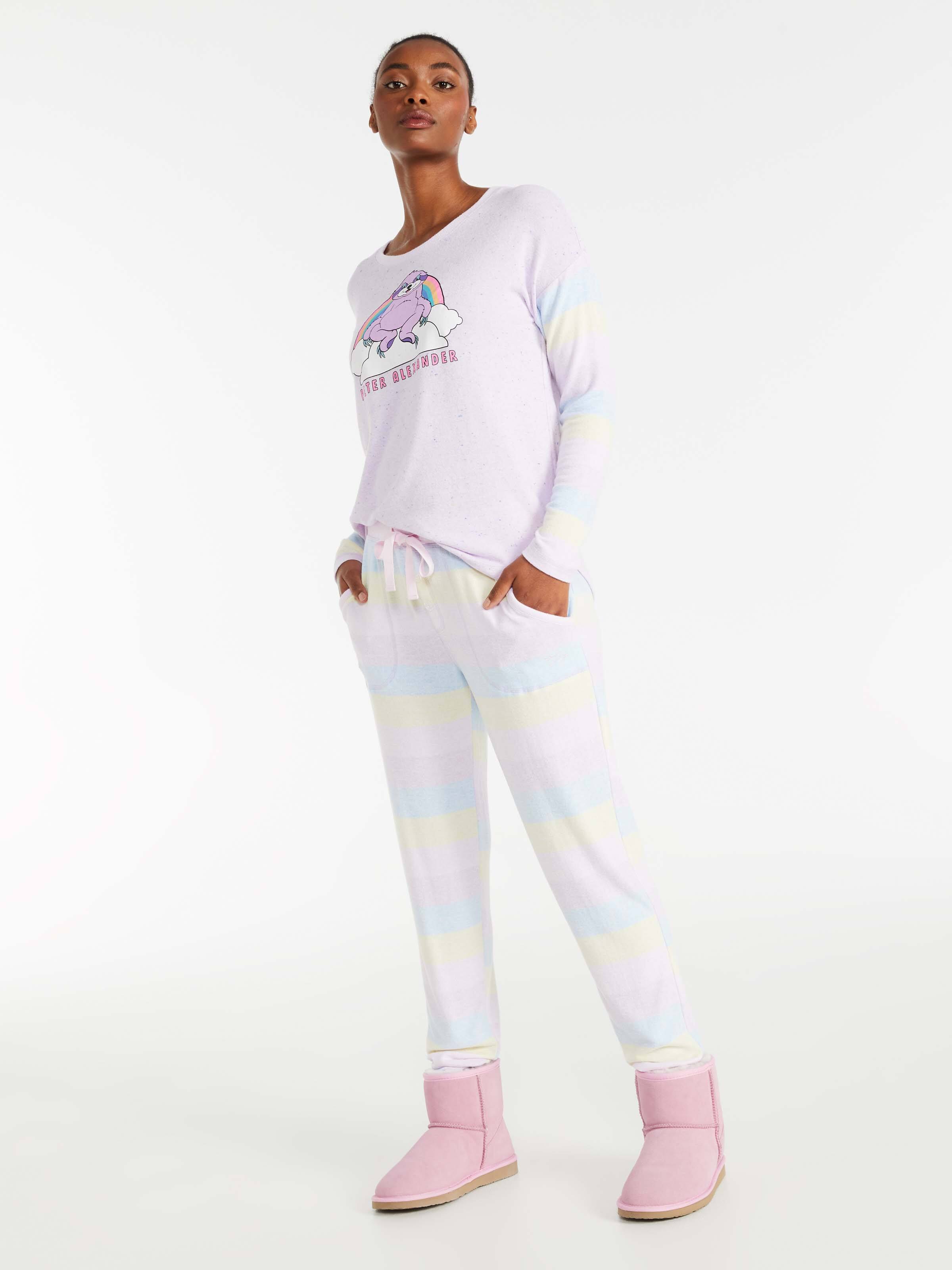 Fuzzy Stripe Tapered Pj Pant