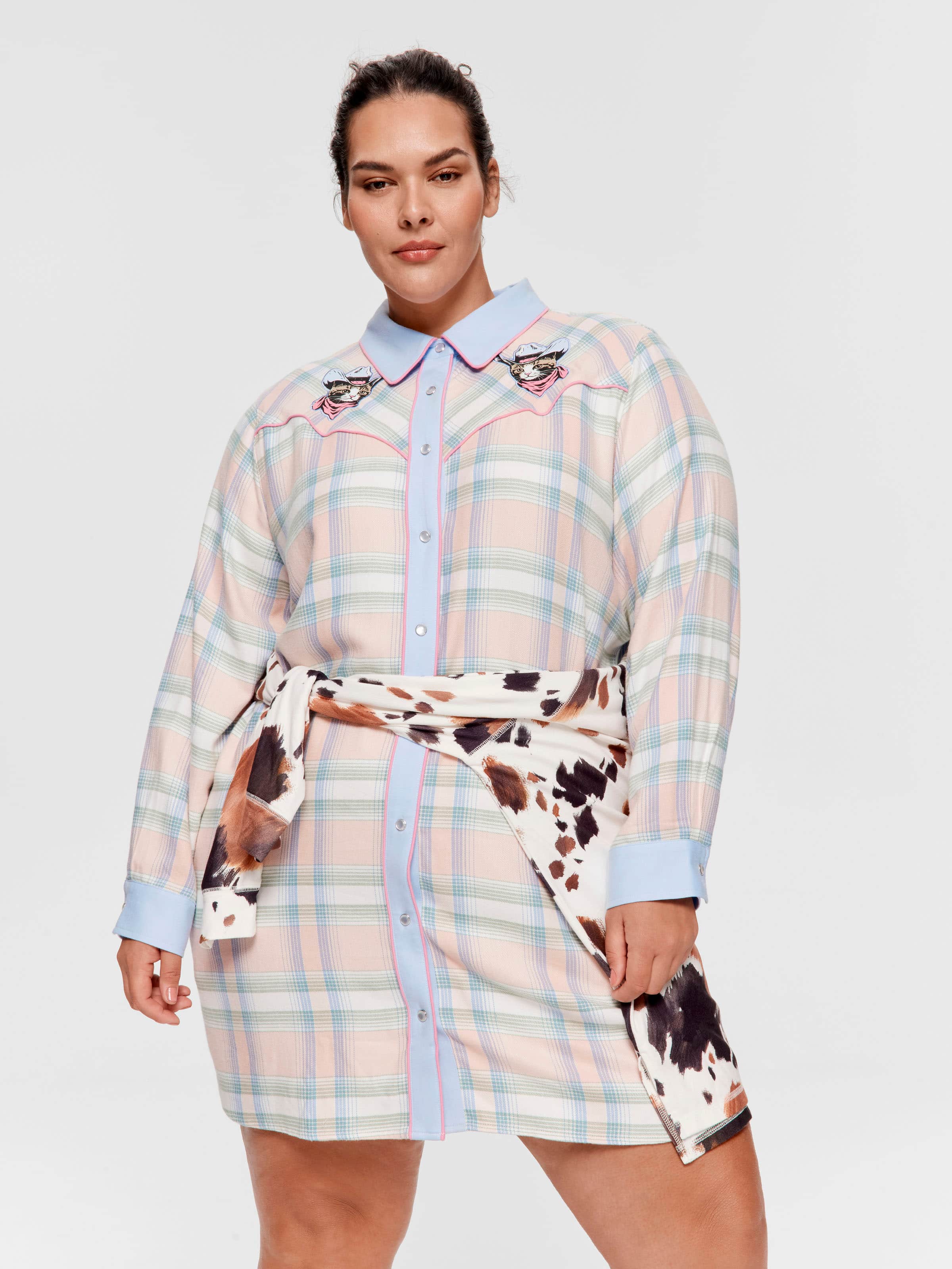 P.A. Plus Cowboy Kitty Long Sleeve Flannelette Nightshirt