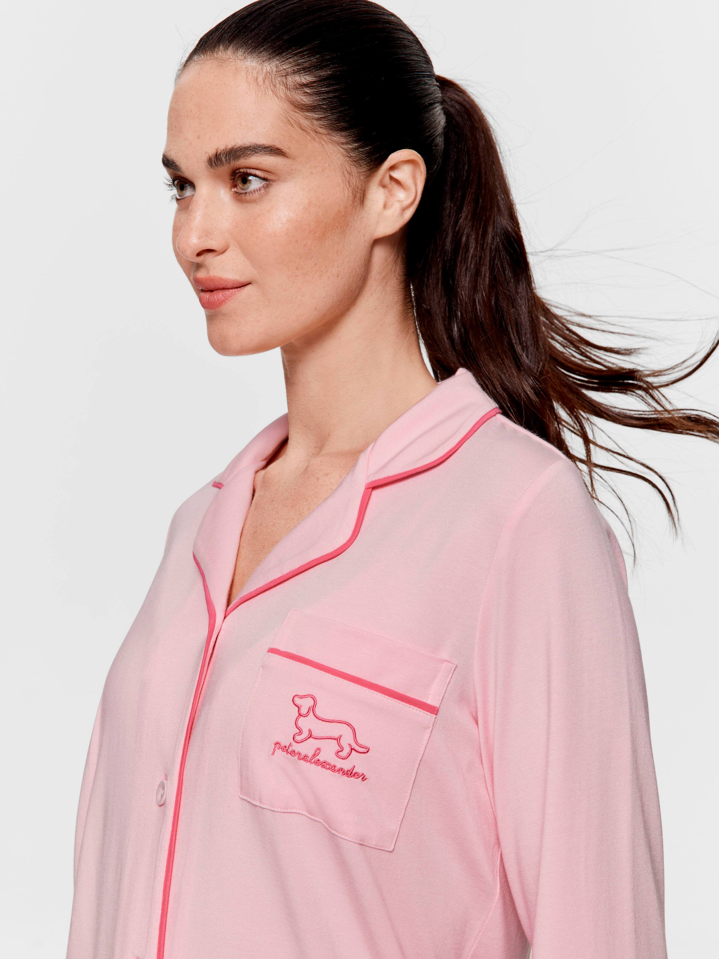 Super Soft Pink Bamboo Knit Long Sleeve Nightshirt