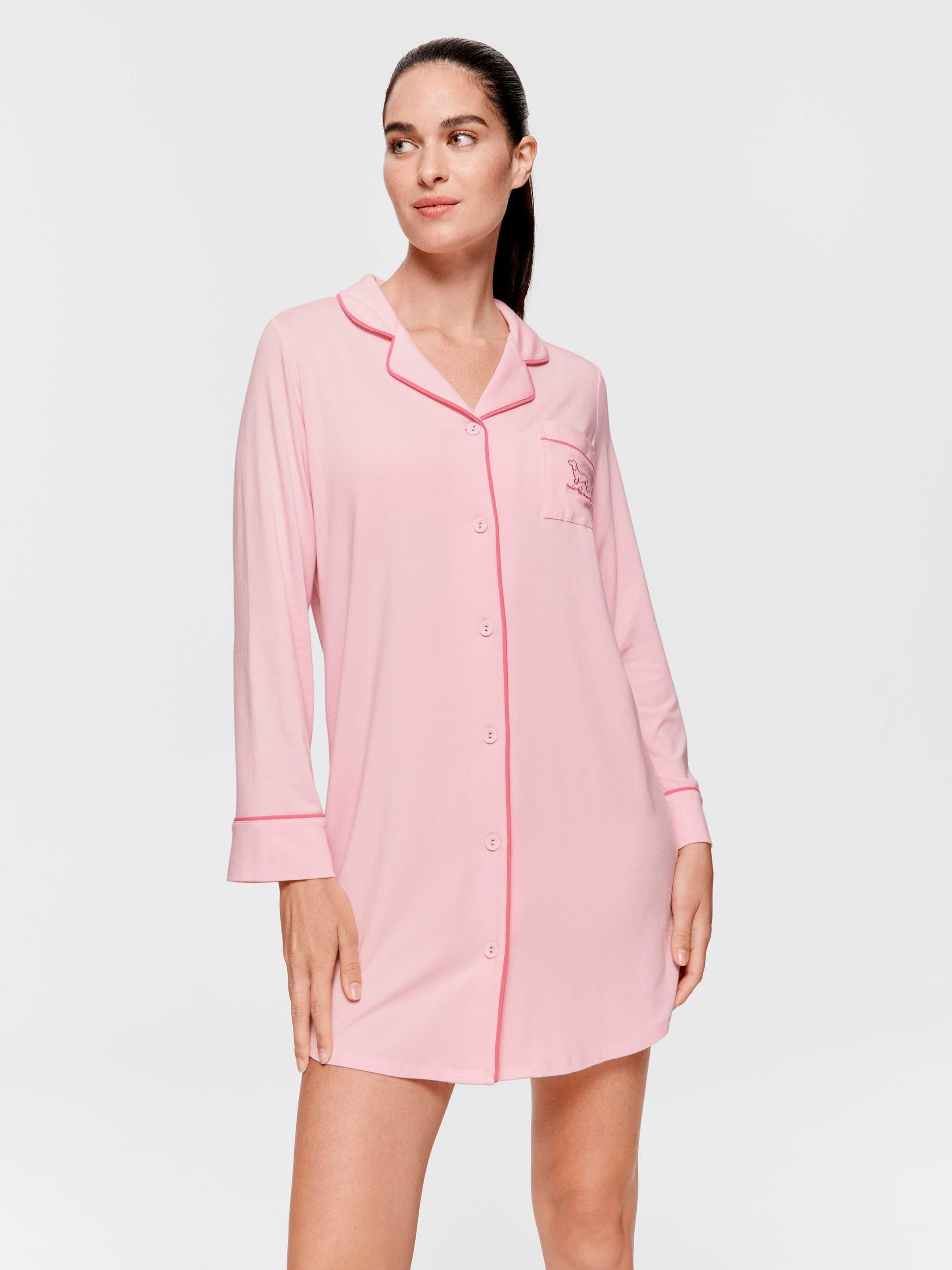 Super Soft Pink Bamboo Knit Long Sleeve Nightshirt