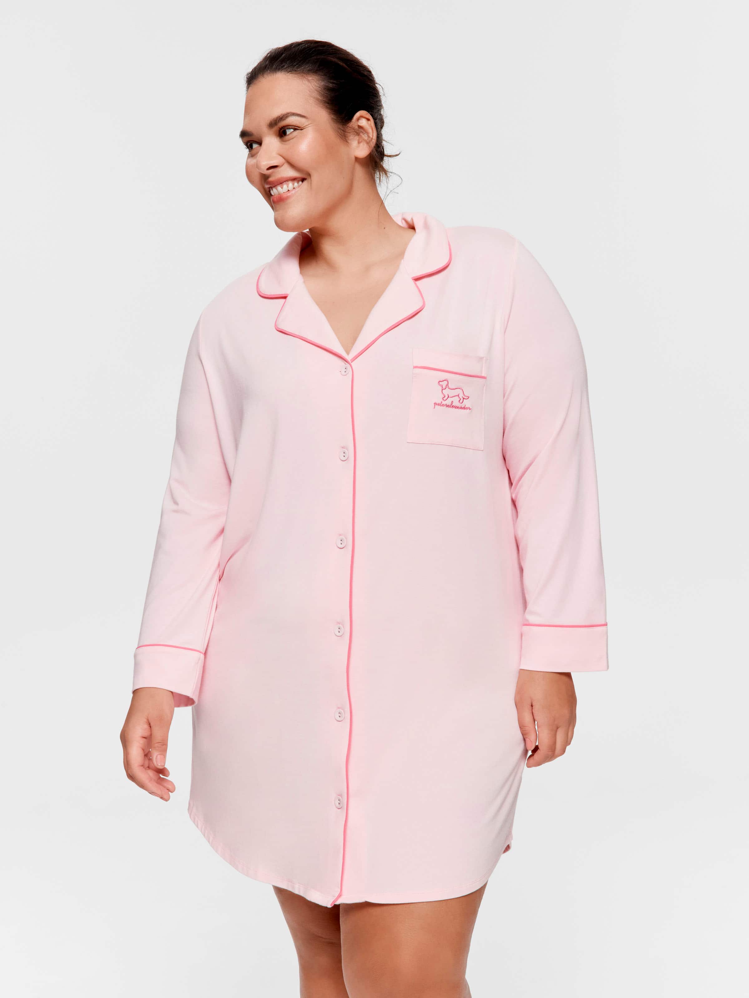P.A. Plus Super Soft Pink Bamboo Knit Long Sleeve Nightshirt