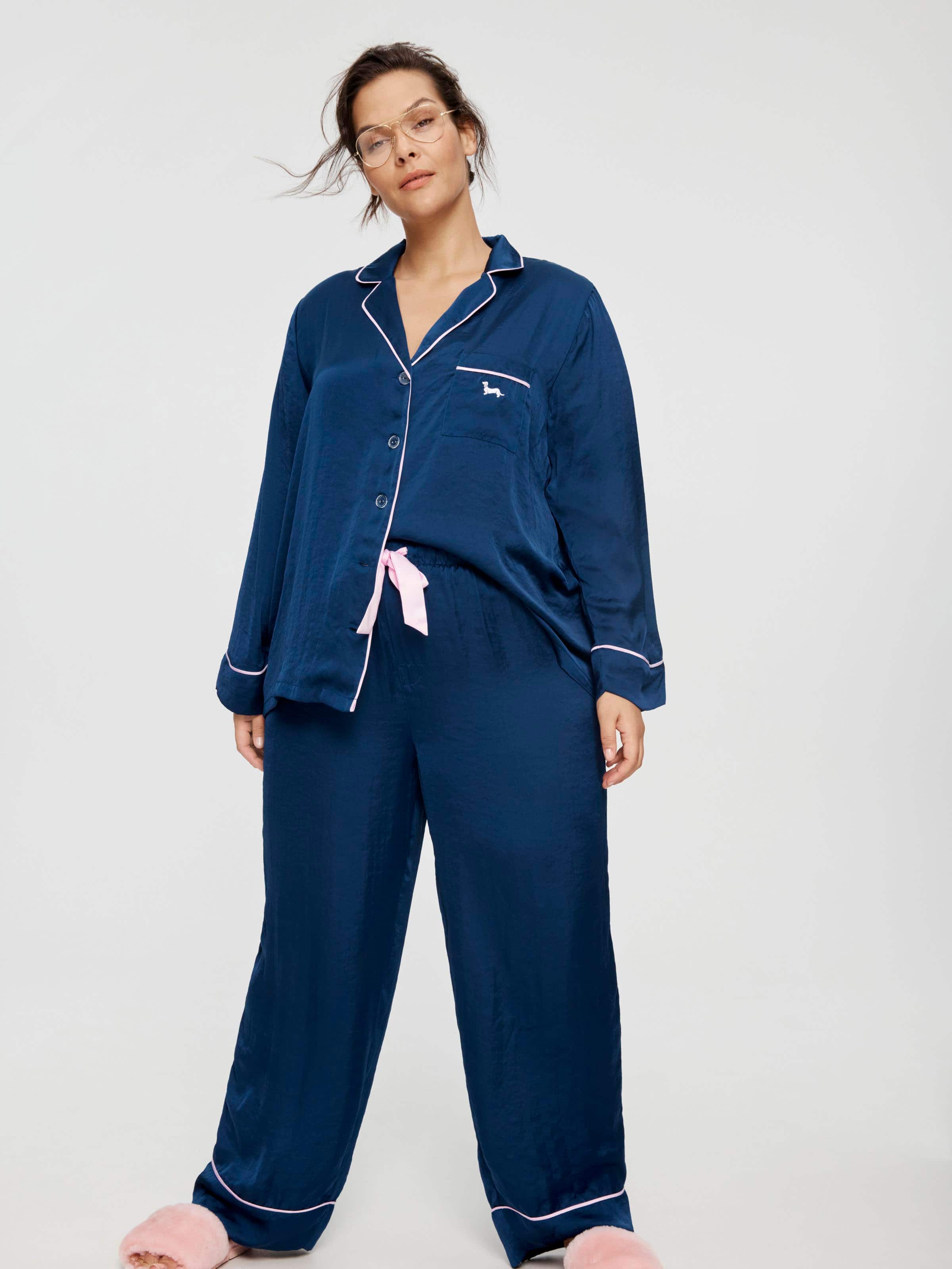 Women's Plus Size Satin Pyjamas - Tops 