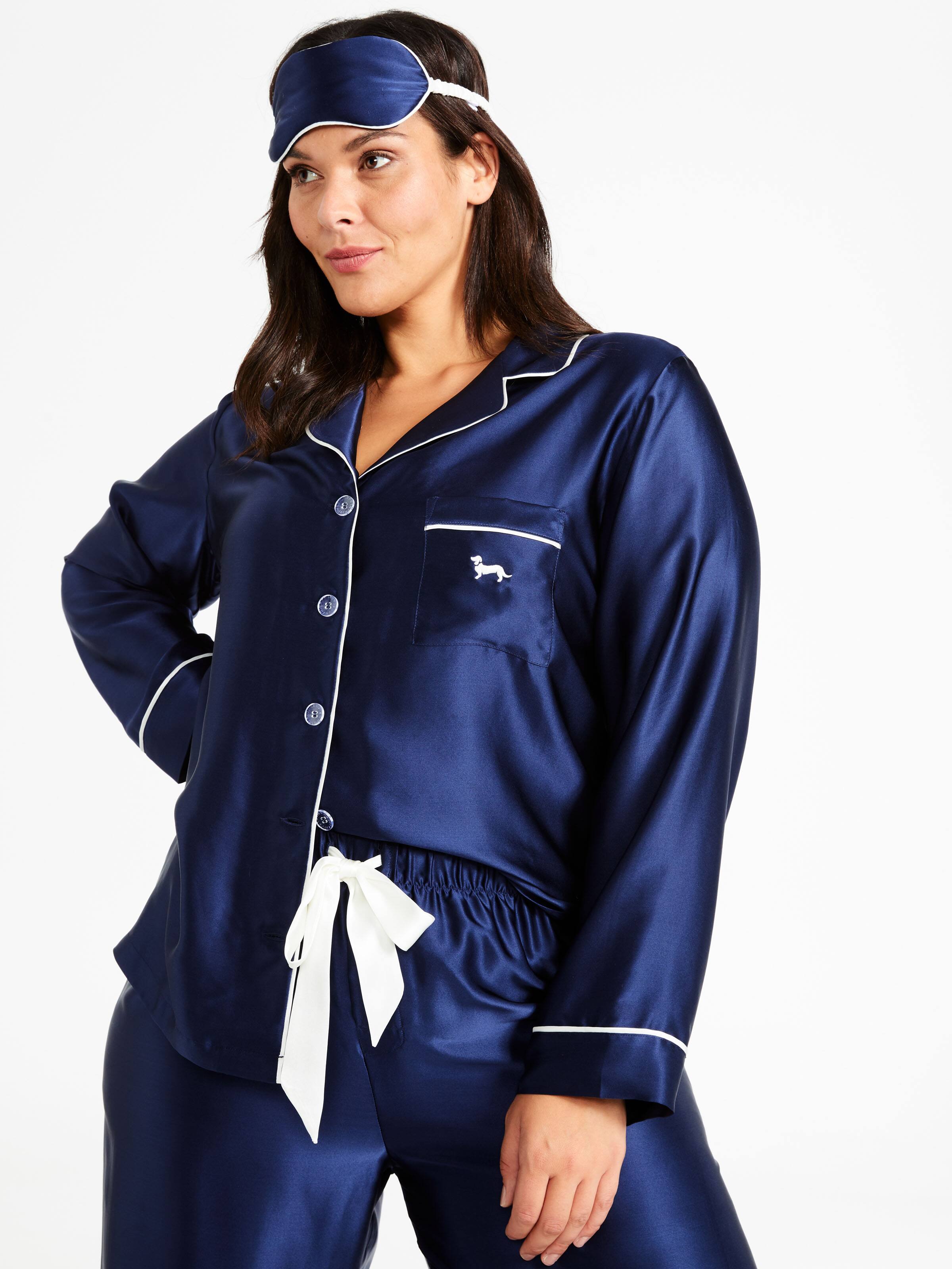 P.A. Plus Luxe Navy Silk Pj Set