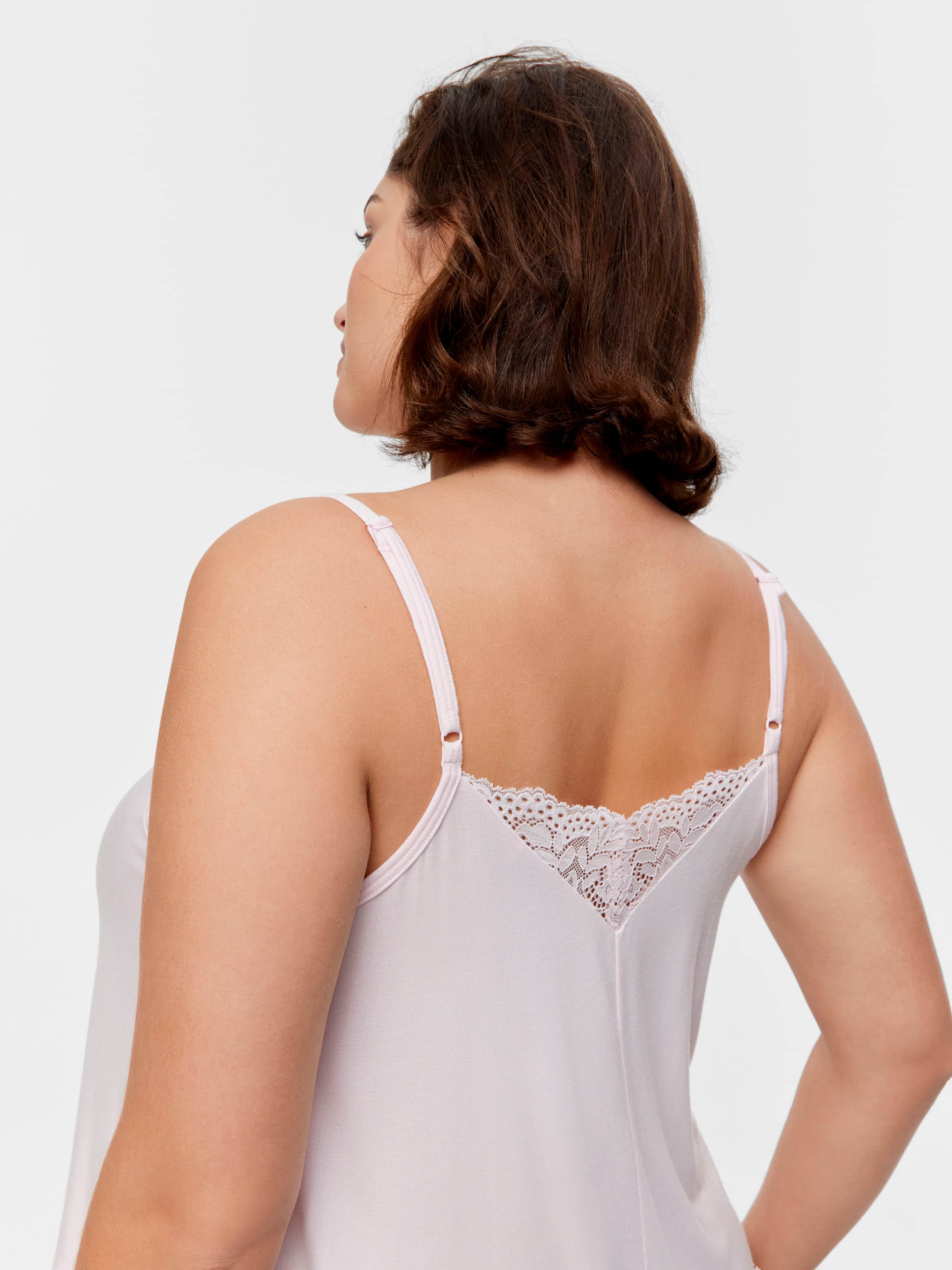 P.A. Plus Pink Bamboo Jersey Lace Cami