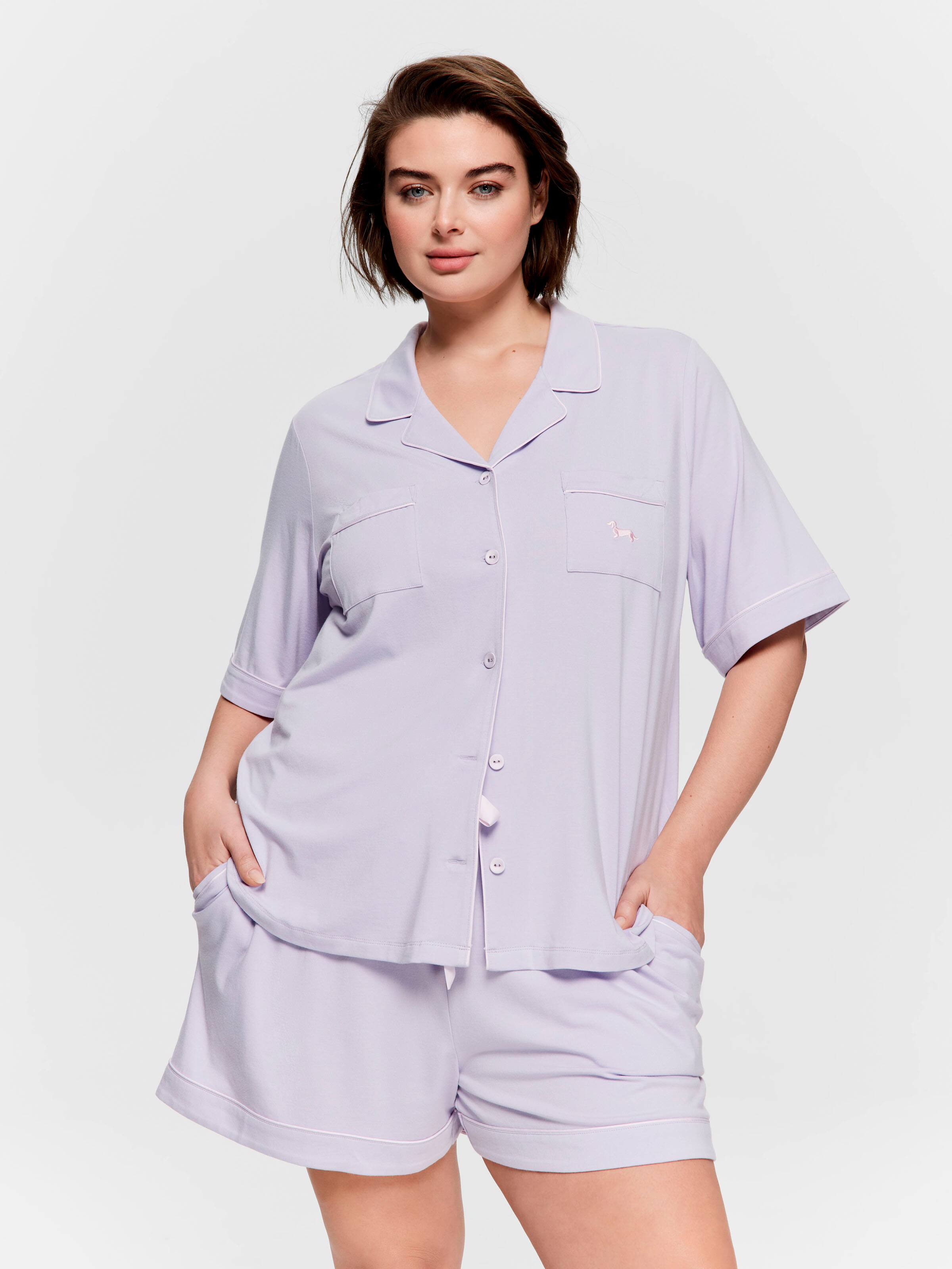 P.A. Plus Lilac Bamboo Jersey Shortie Pj Set